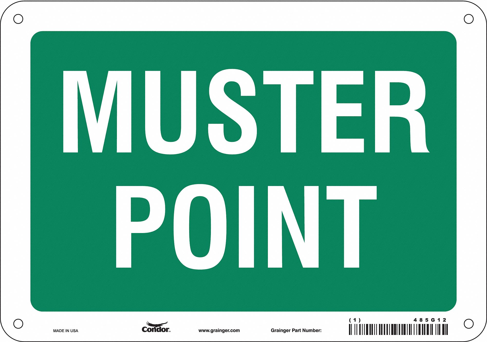 Safety Sign: Polyethylene, Mounting Holes Sign Mounting, 7 in x 10 in Nominal Sign Size, No Header