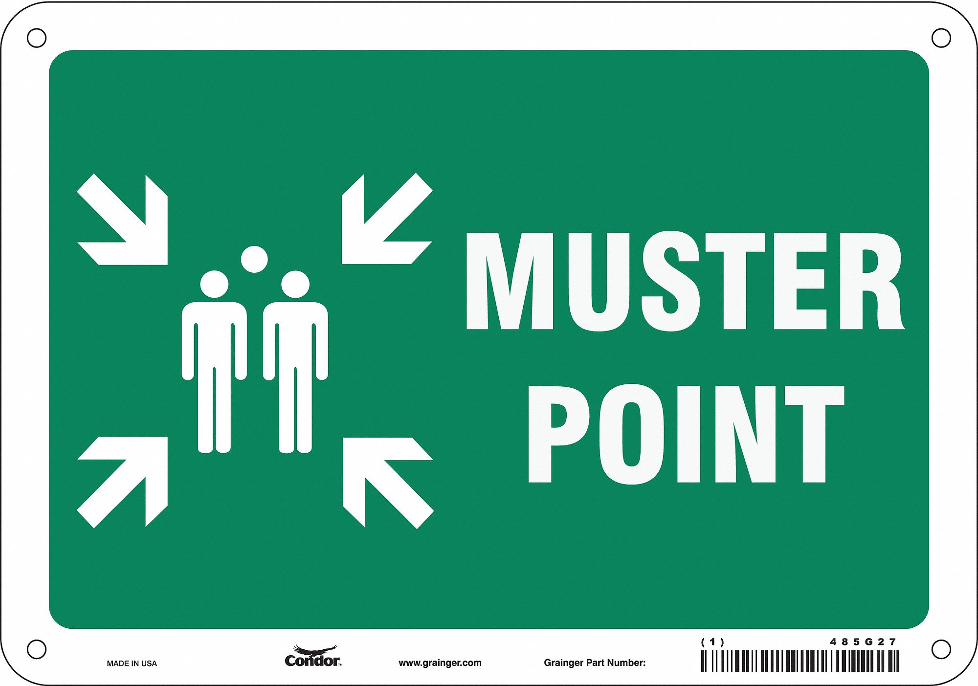 Safety Sign: Polyethylene, Mounting Holes Sign Mounting, 7 in x 10 in Nominal Sign Size, No Header