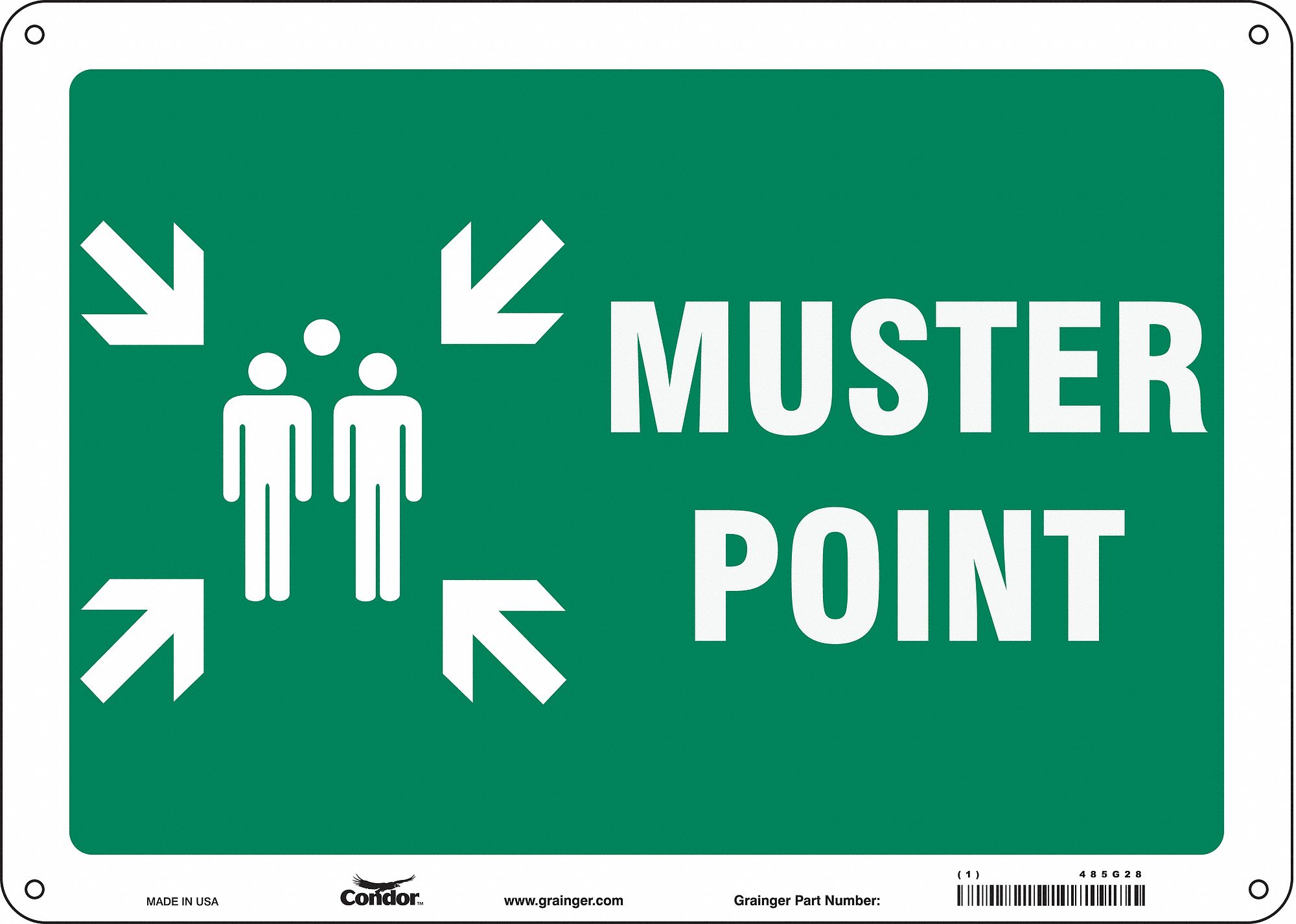 Safety Sign: Polyethylene, Mounting Holes Sign Mounting, 10 in x 14 in Nominal Sign Size, No Header