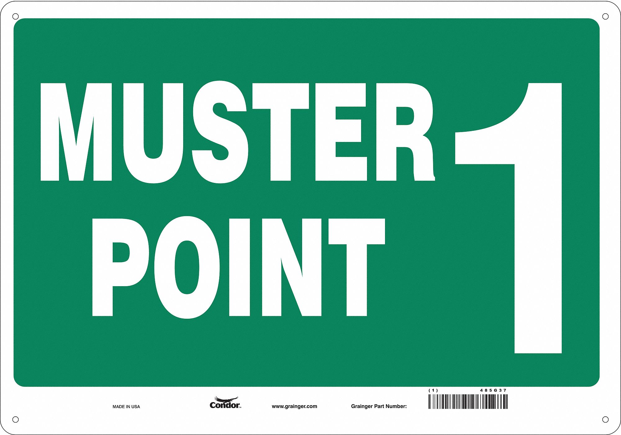 Safety Sign: Aluminum, Mounting Holes Sign Mounting, 14 in x 20 in Nominal Sign Size, 0.032 in Thick