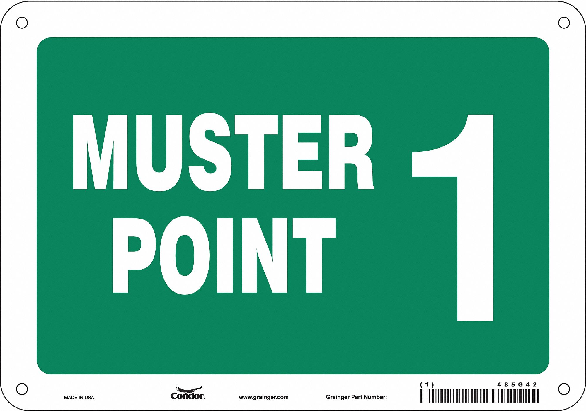 Safety Sign: Polyethylene, Mounting Holes Sign Mounting, 7 in x 10 in Nominal Sign Size, No Header