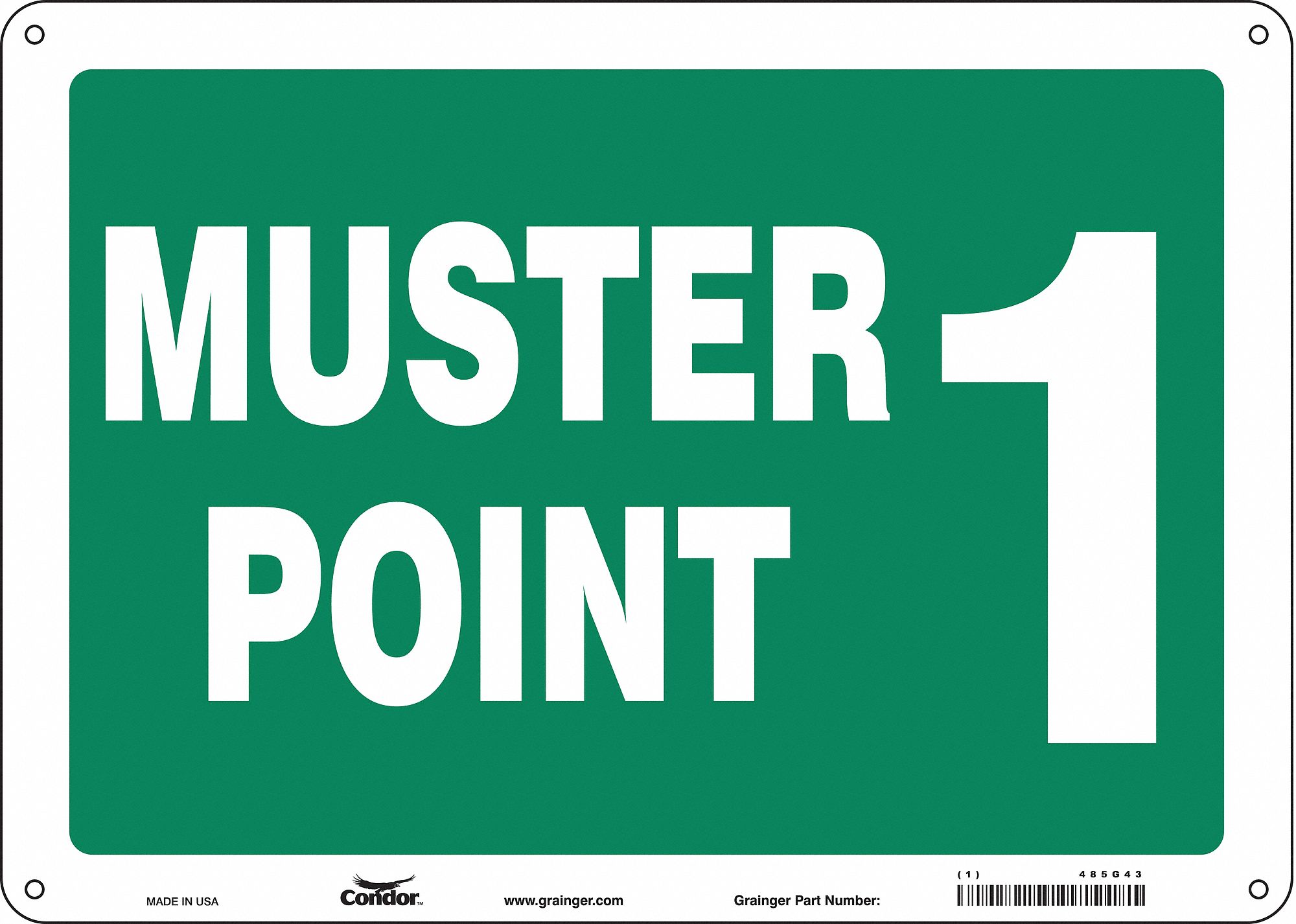 Safety Sign: Polyethylene, Mounting Holes Sign Mounting, 10 in x 14 in Nominal Sign Size, No Header