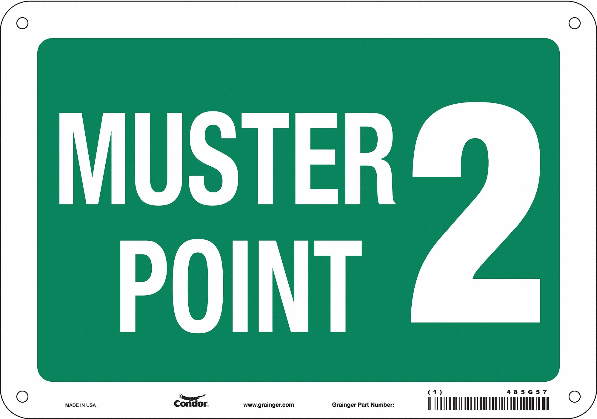 Safety Sign: Polyethylene, Mounting Holes Sign Mounting, 7 in x 10 in Nominal Sign Size, No Header