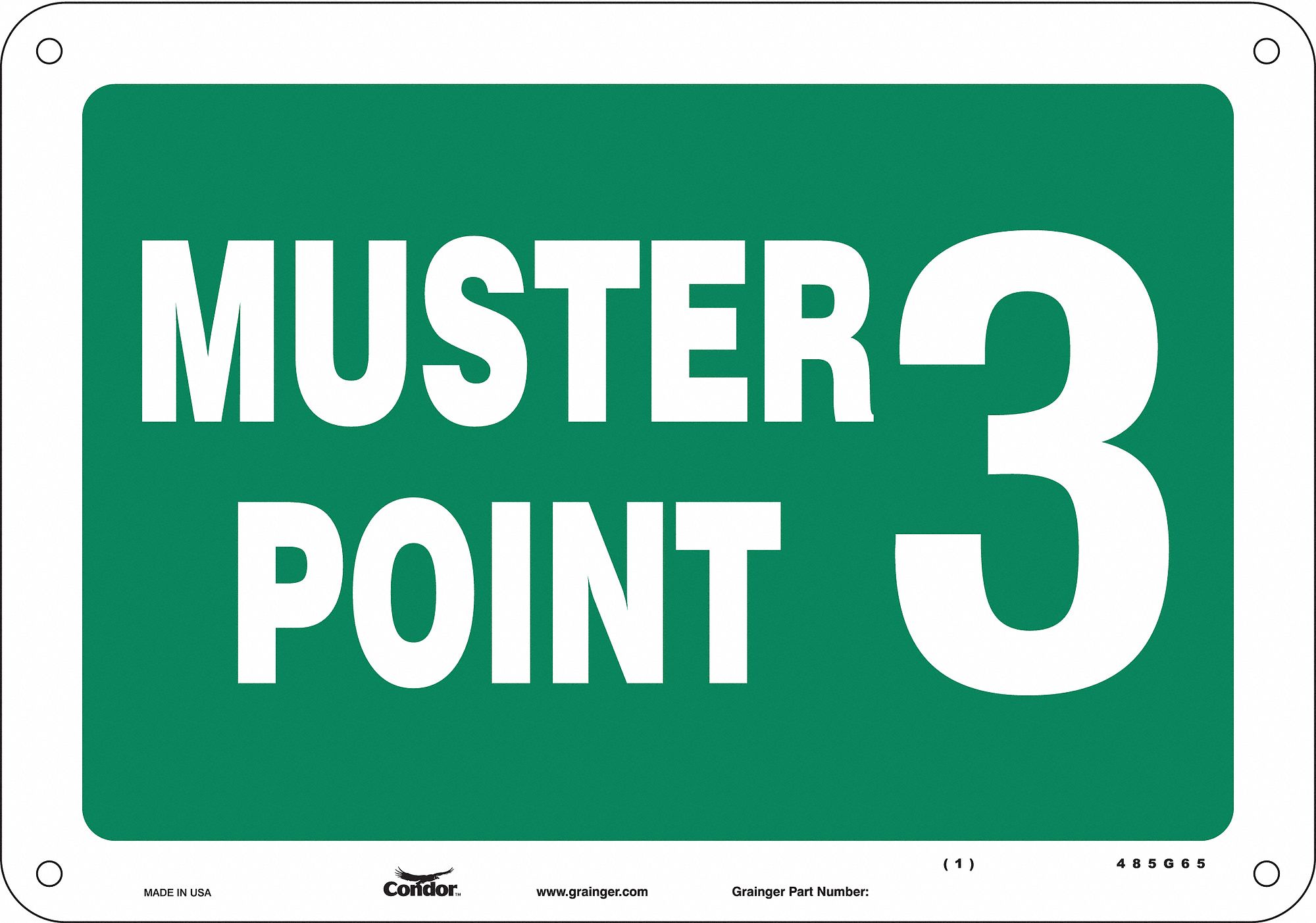 Safety Sign: Aluminum, Mounting Holes Sign Mounting, 7 in x 10 in Nominal Sign Size, 0.032 in Thick