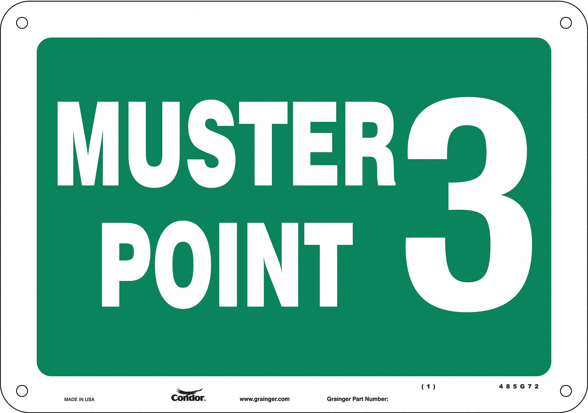 Safety Sign: Polyethylene, Mounting Holes Sign Mounting, 7 in x 10 in Nominal Sign Size, No Header
