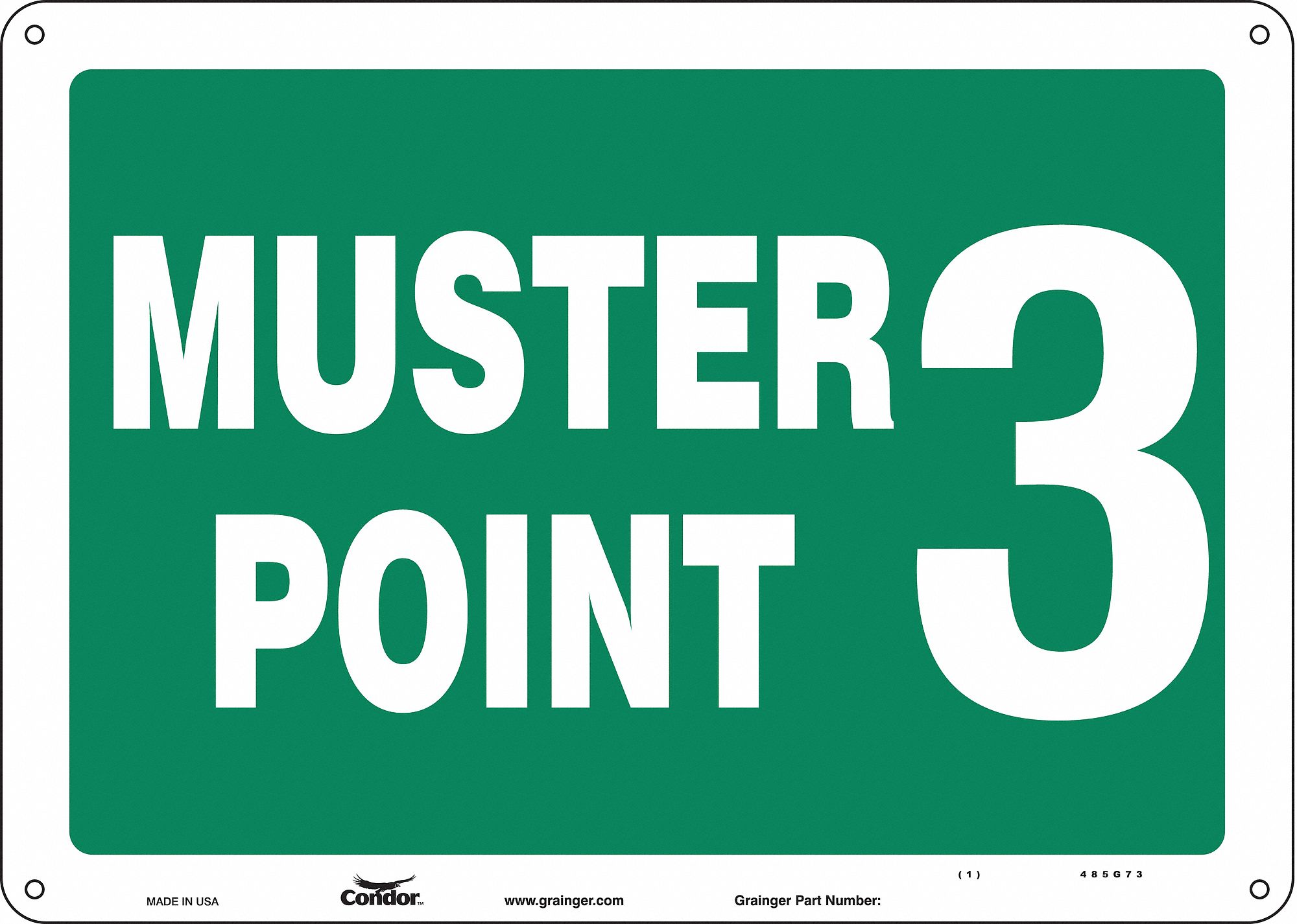 Safety Sign: Polyethylene, Mounting Holes Sign Mounting, 10 in x 14 in Nominal Sign Size, No Header