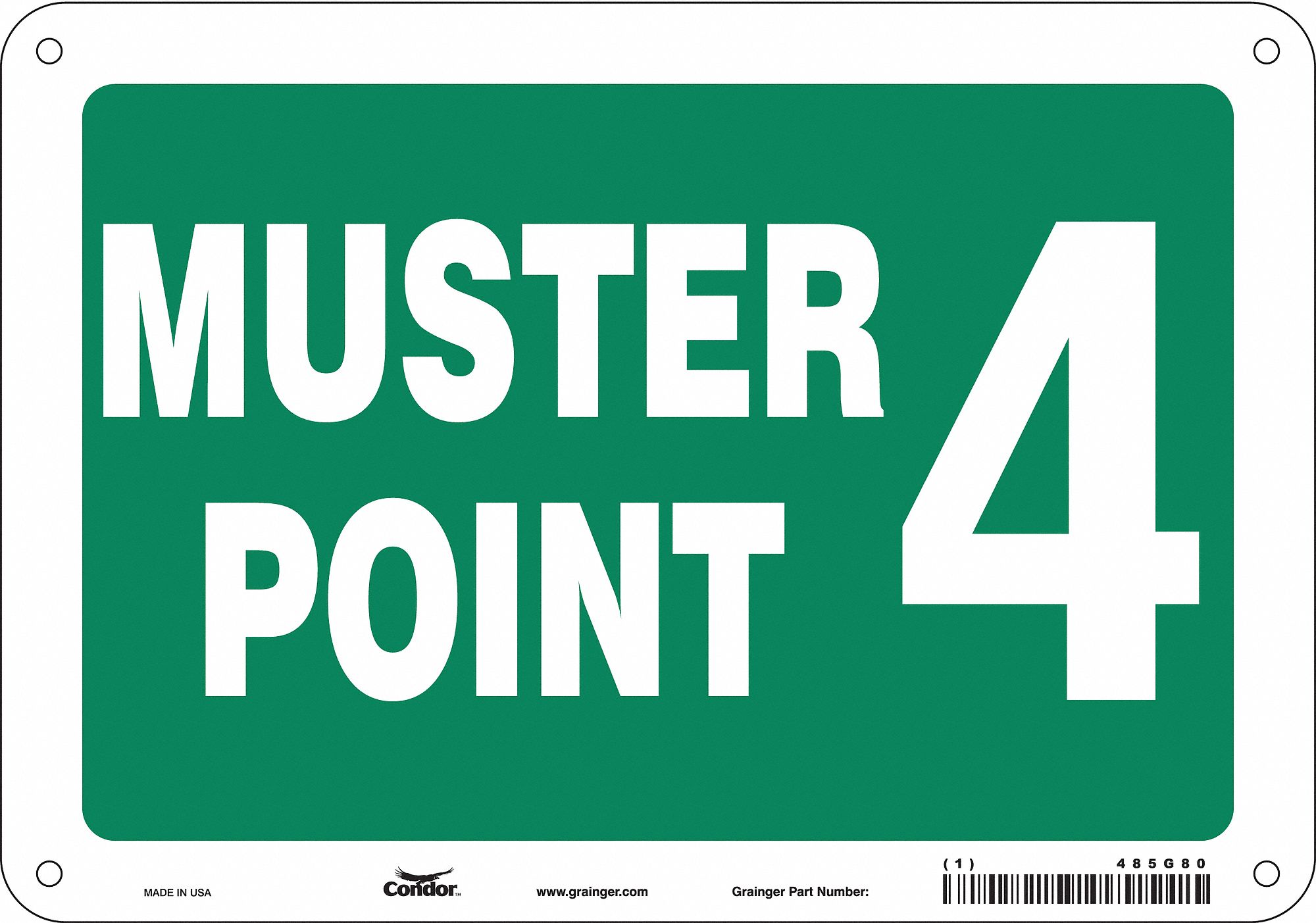 Safety Sign: Aluminum, Mounting Holes Sign Mounting, 7 in x 10 in Nominal Sign Size, 0.032 in Thick