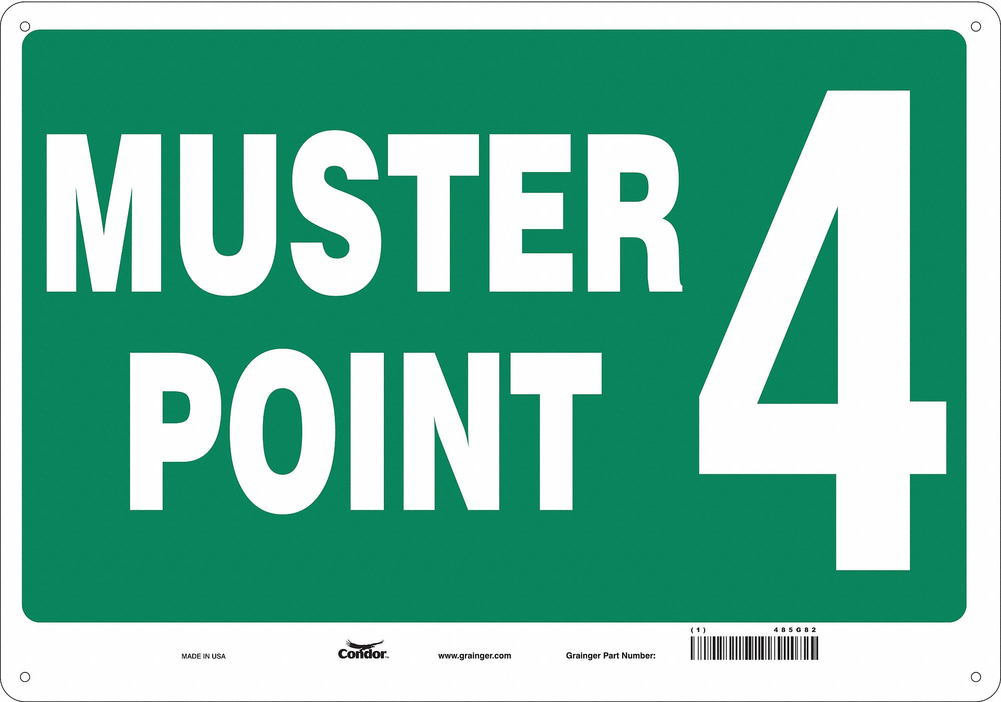 Safety Sign: Aluminum, Mounting Holes Sign Mounting, 14 in x 20 in Nominal Sign Size, 0.032 in Thick