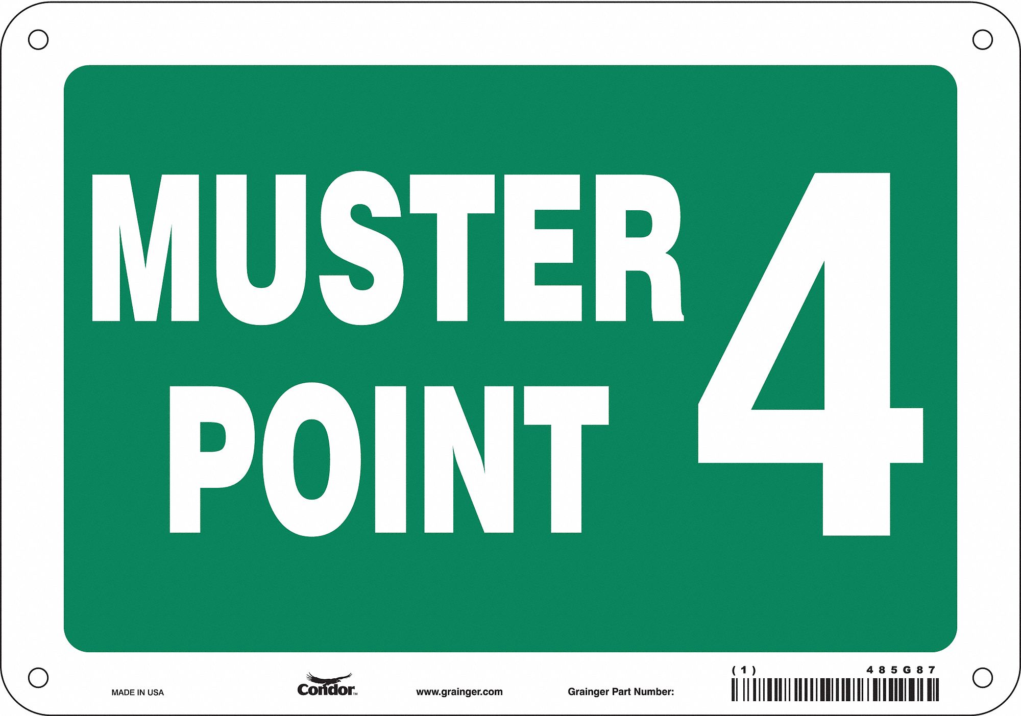 Safety Sign: Polyethylene, Mounting Holes Sign Mounting, 7 in x 10 in Nominal Sign Size, No Header