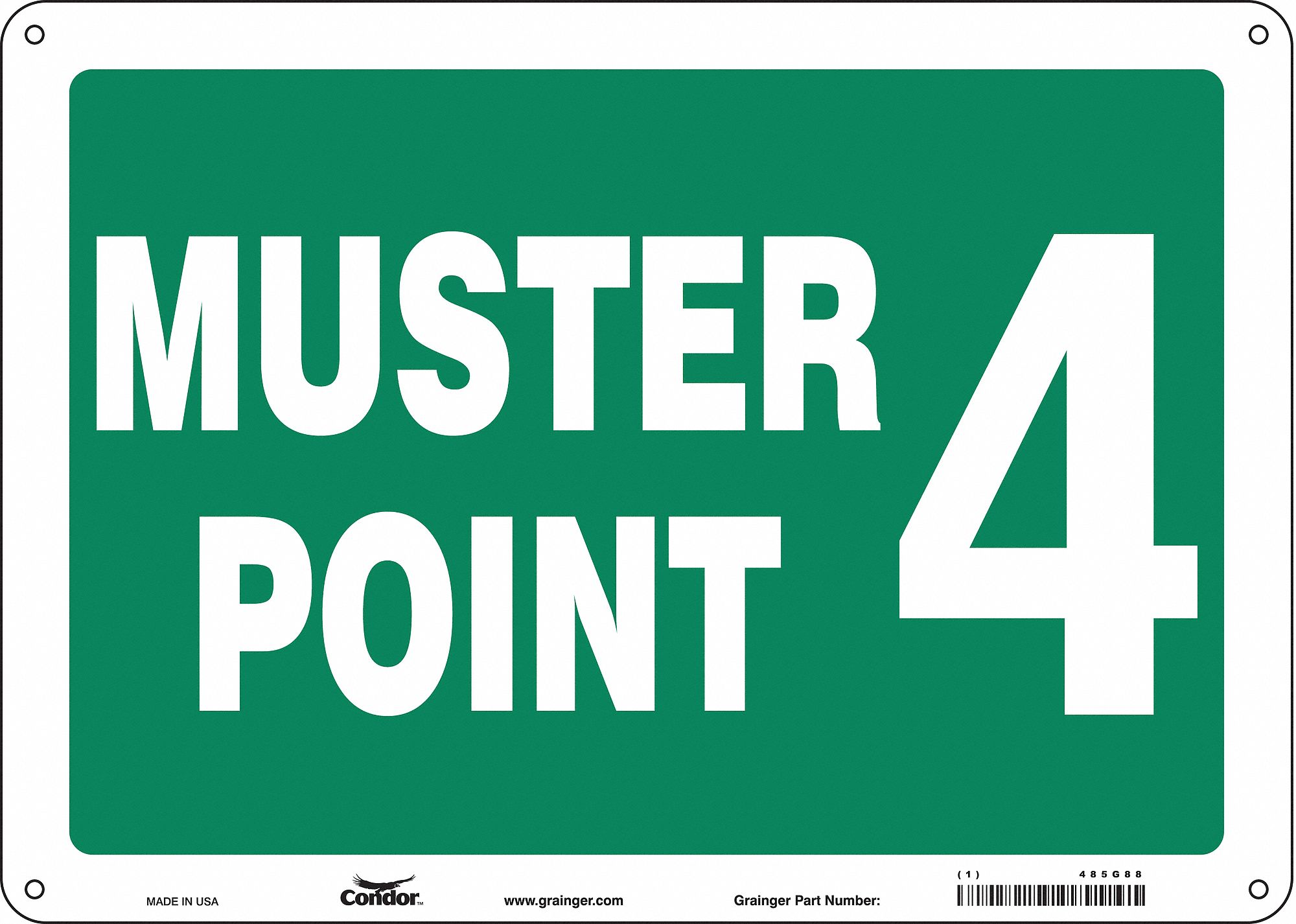 Safety Sign: Polyethylene, Mounting Holes Sign Mounting, 10 in x 14 in Nominal Sign Size, No Header