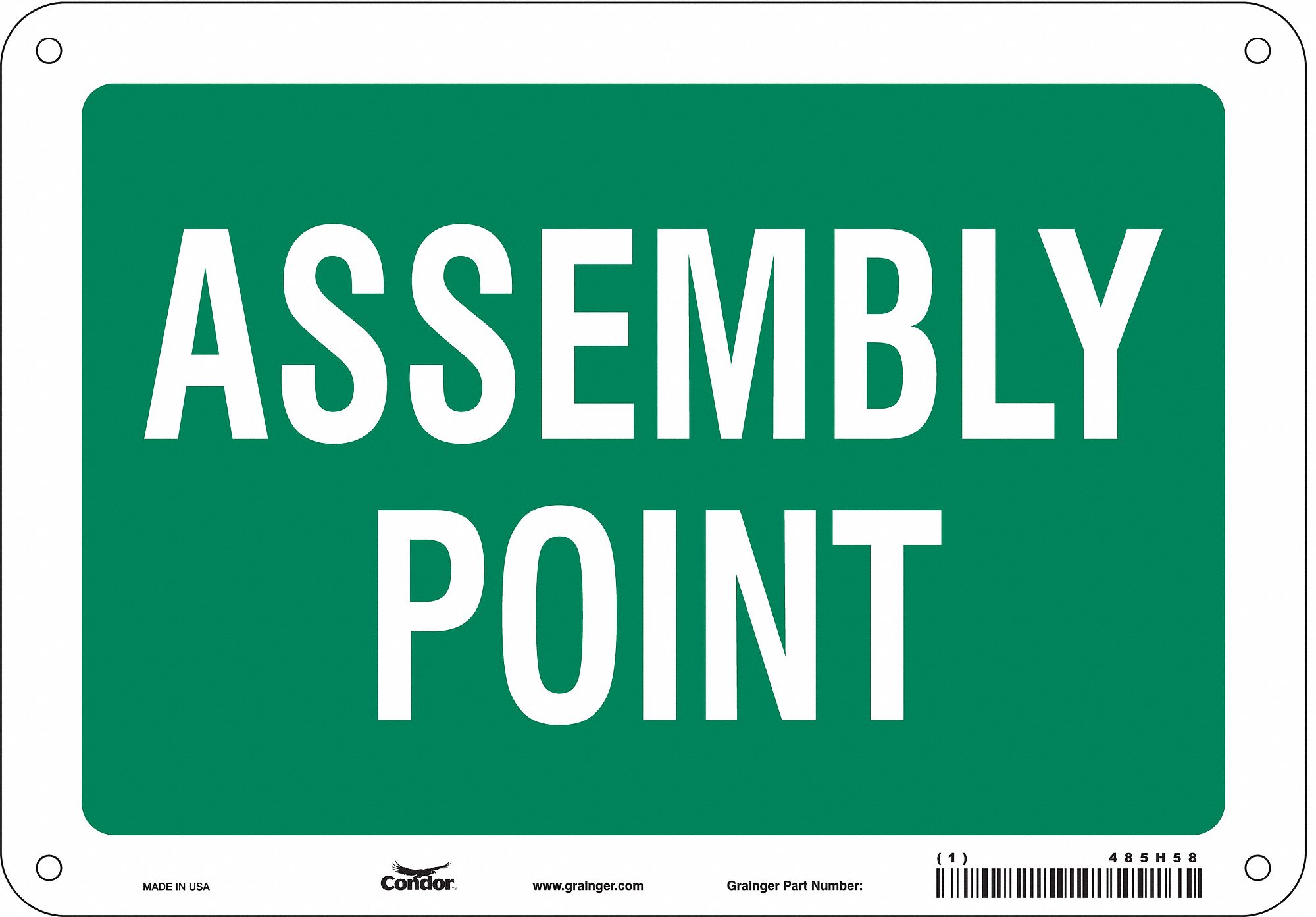 Safety Sign: Aluminum, Mounting Holes Sign Mounting, 7 in x 10 in Nominal Sign Size, 0.032 in Thick