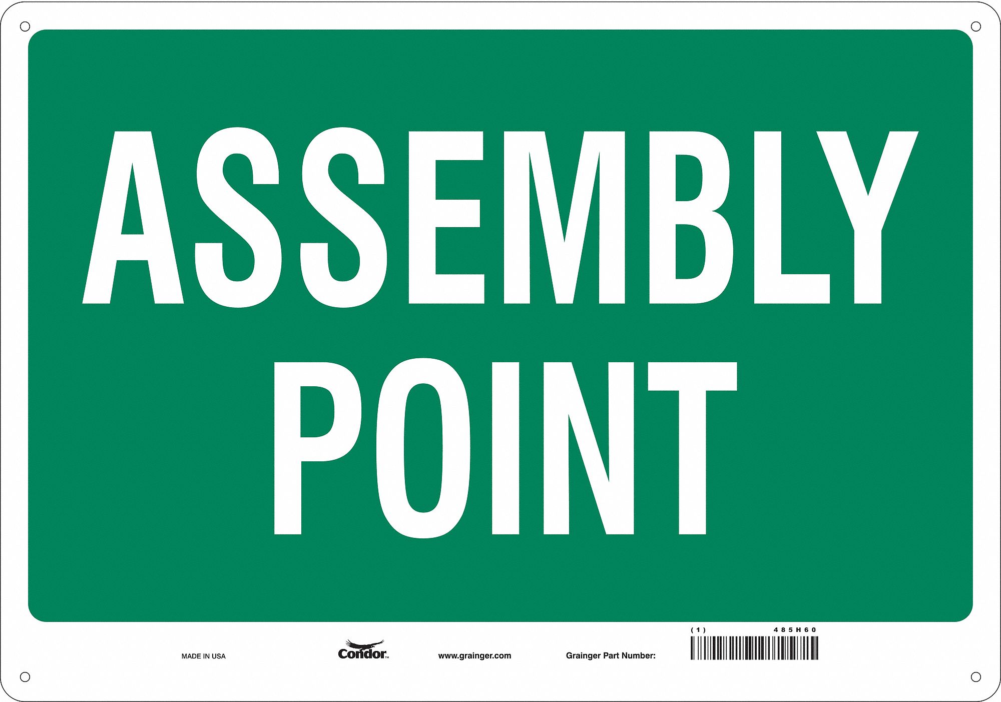 Safety Sign: Aluminum, Mounting Holes Sign Mounting, 14 in x 20 in Nominal Sign Size, 0.032 in Thick