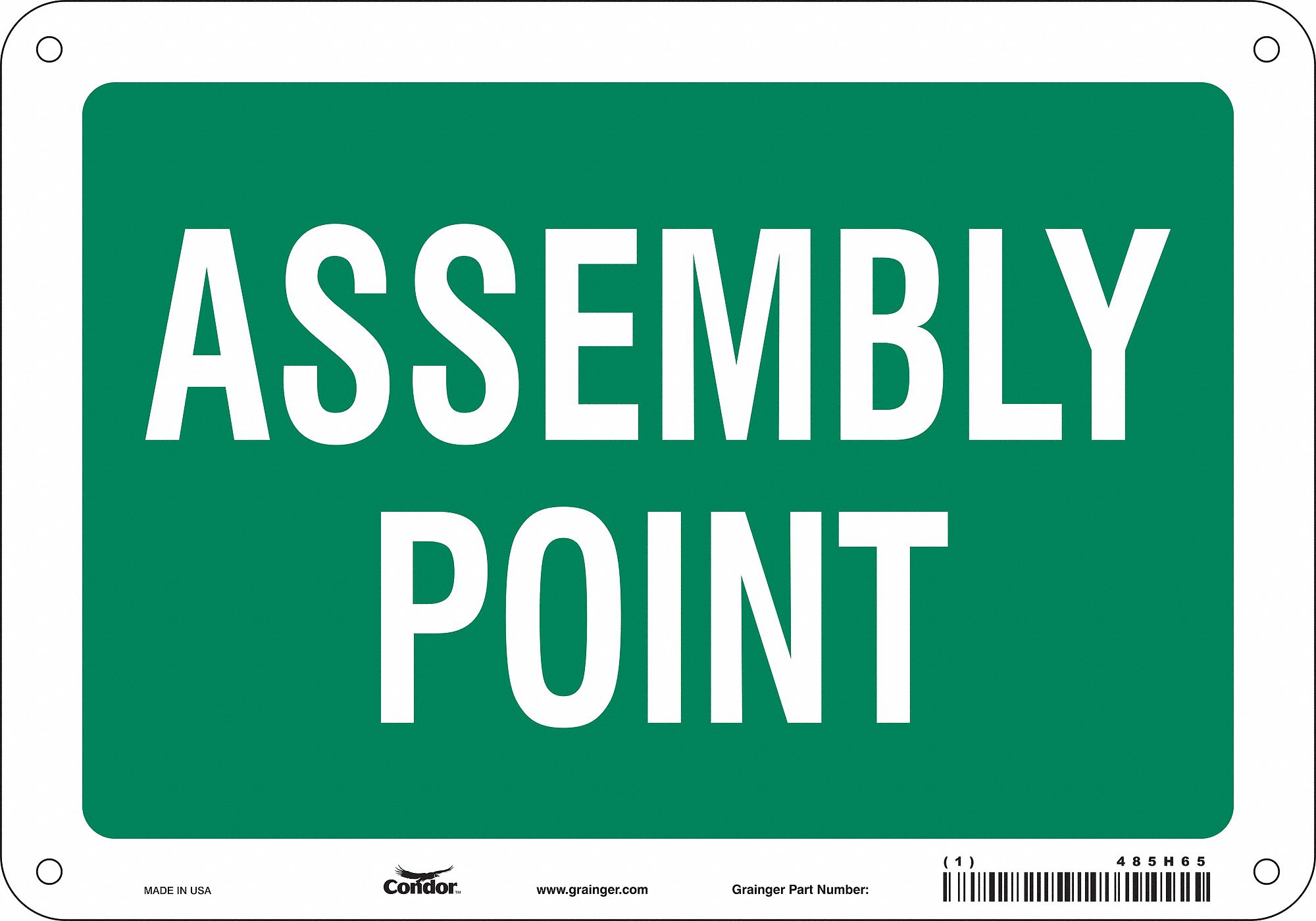 Safety Sign: Polyethylene, Mounting Holes Sign Mounting, 7 in x 10 in Nominal Sign Size, No Header