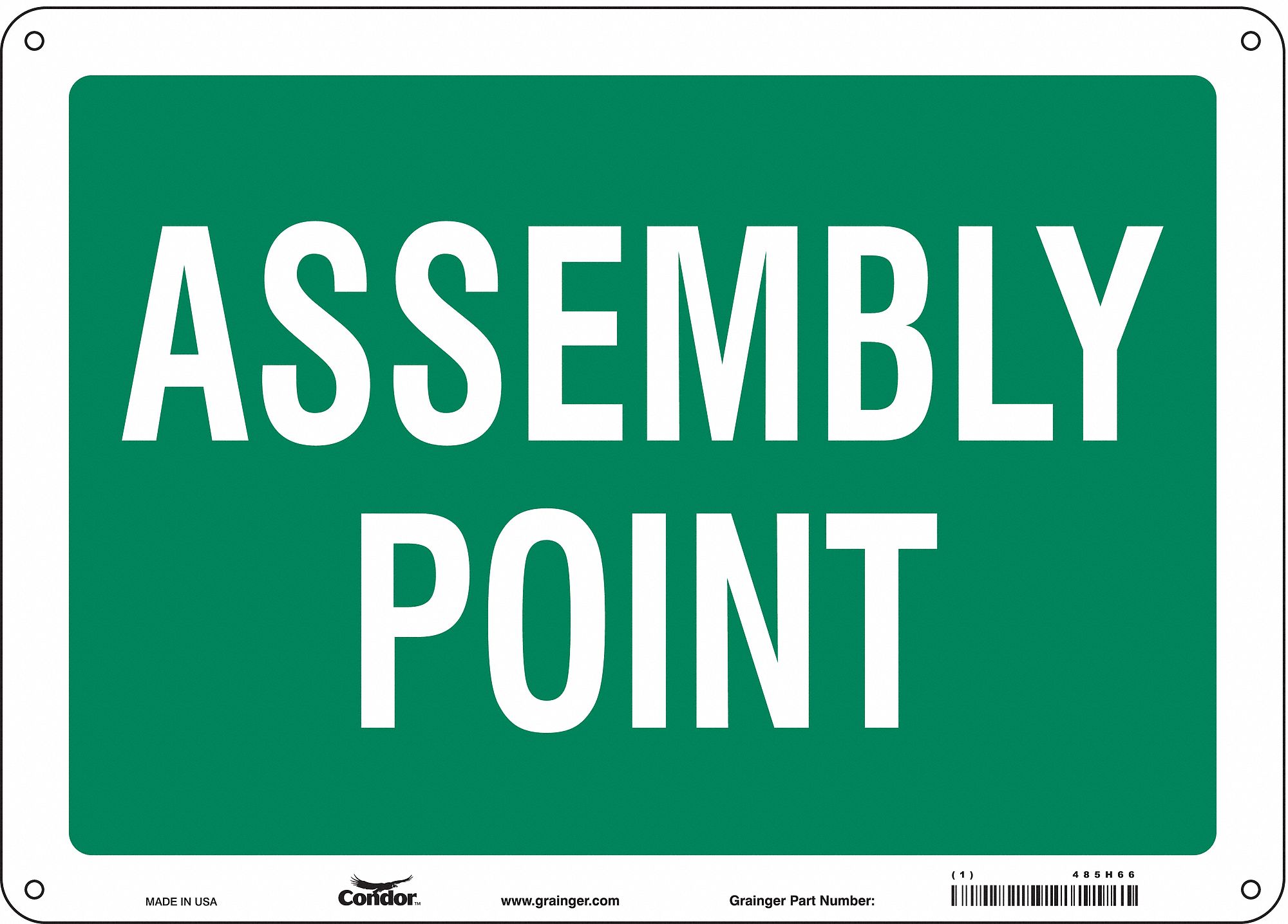 Safety Sign: Polyethylene, Mounting Holes Sign Mounting, 10 in x 14 in Nominal Sign Size, No Header