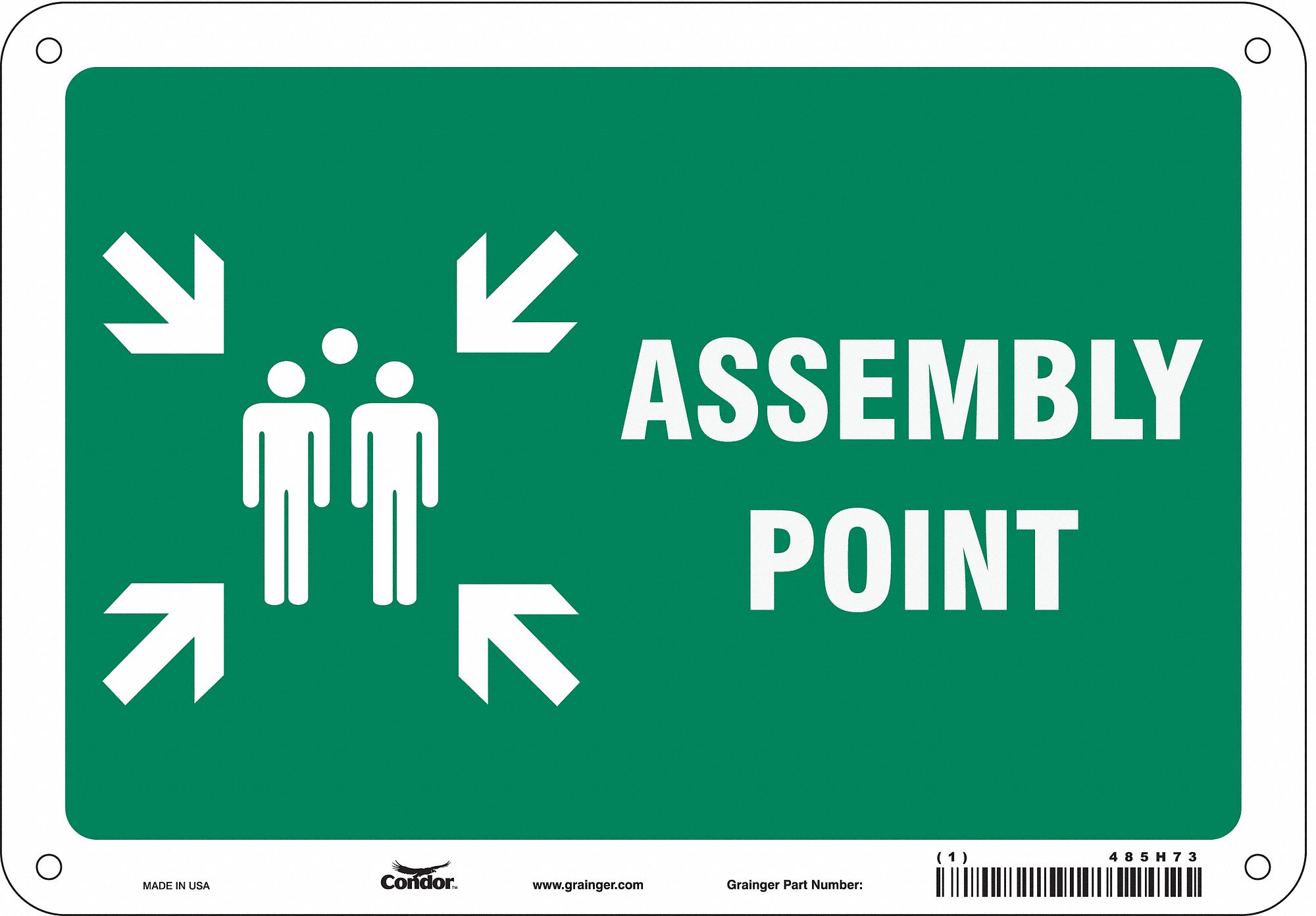 Safety Sign: Aluminum, Mounting Holes Sign Mounting, 7 in x 10 in Nominal Sign Size, 0.032 in Thick