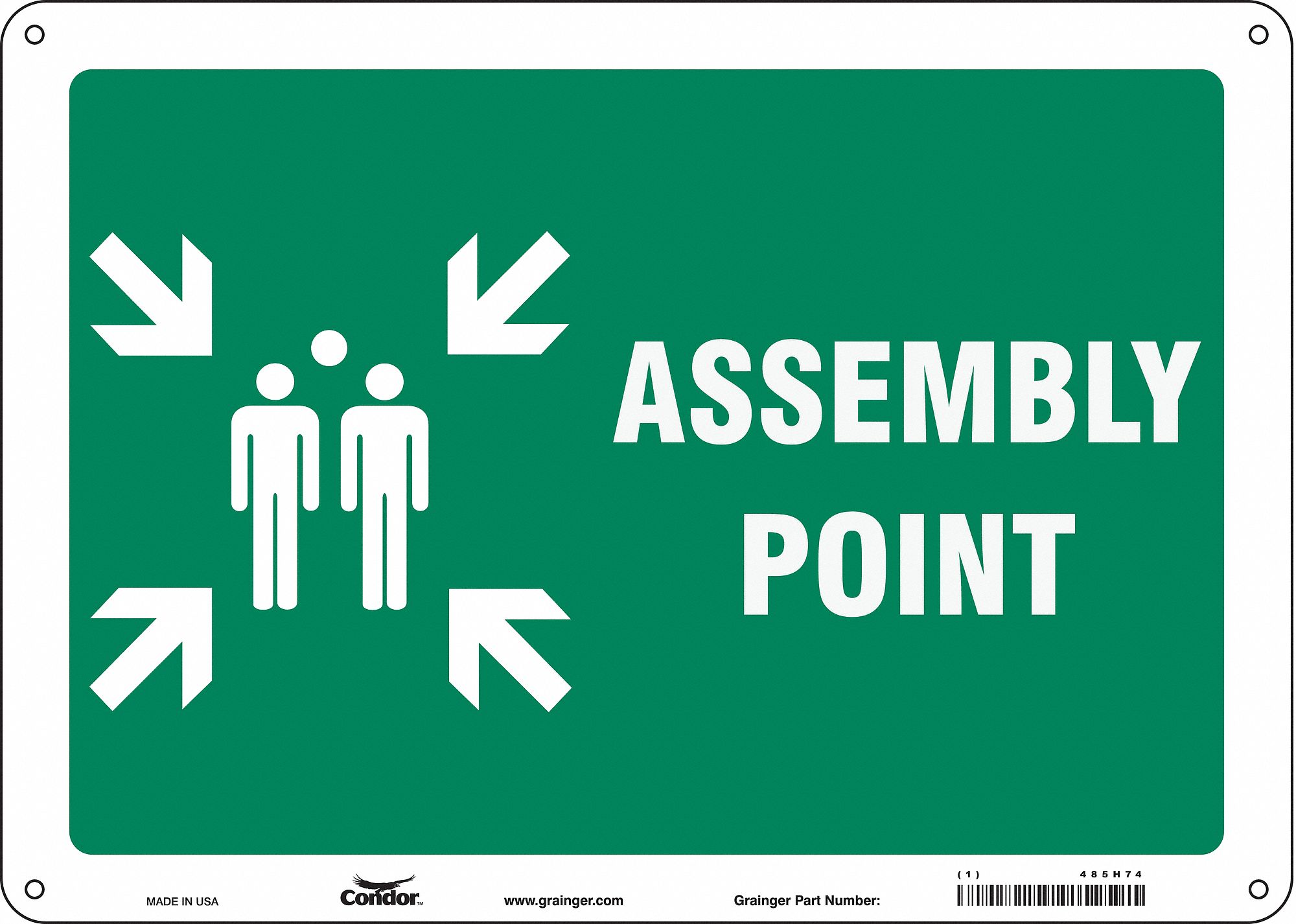 Safety Sign: Aluminum, Mounting Holes Sign Mounting, 10 in x 14 in Nominal Sign Size, 0.032 in Thick
