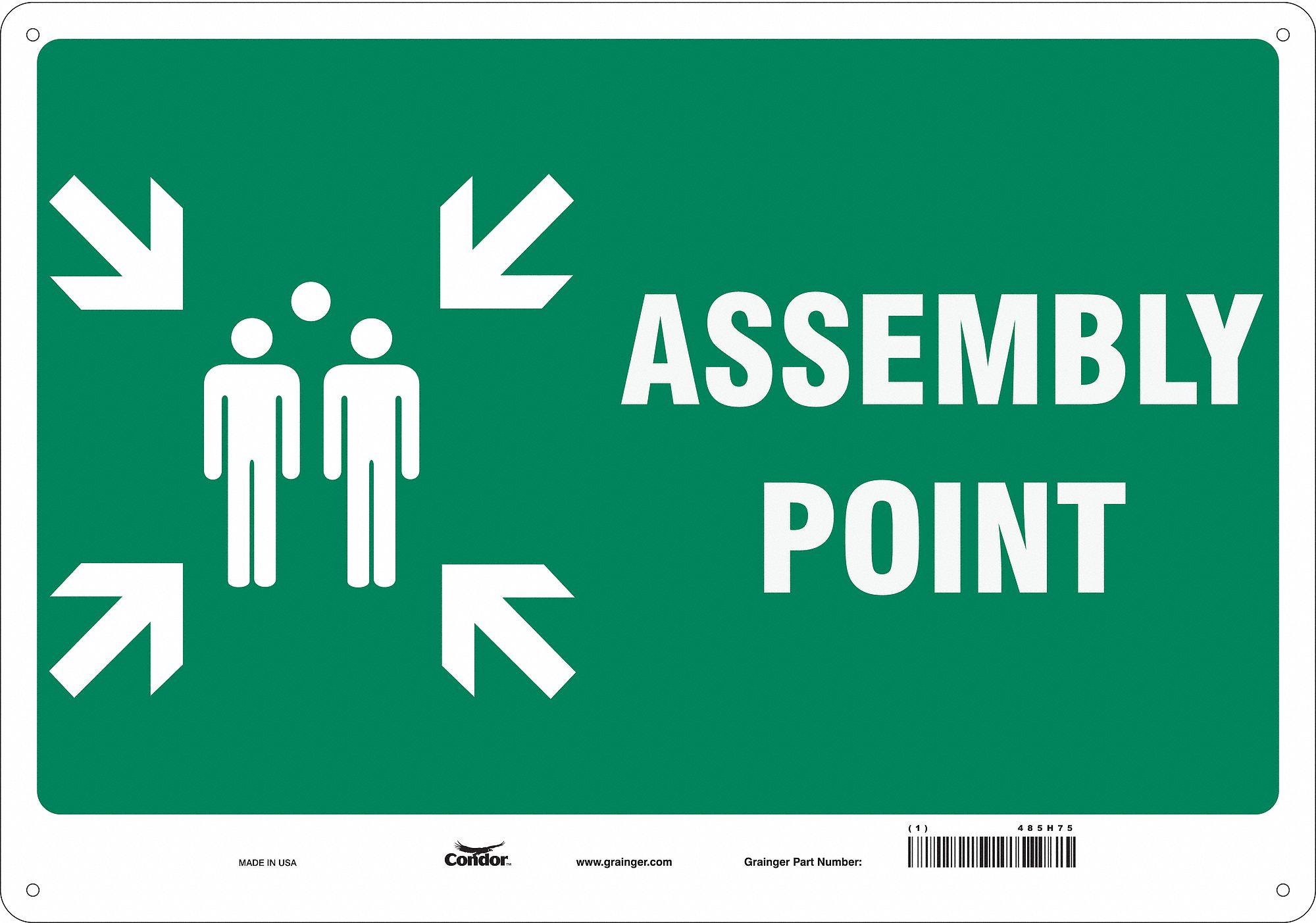 Safety Sign: Aluminum, Mounting Holes Sign Mounting, 14 in x 20 in Nominal Sign Size, 0.032 in Thick