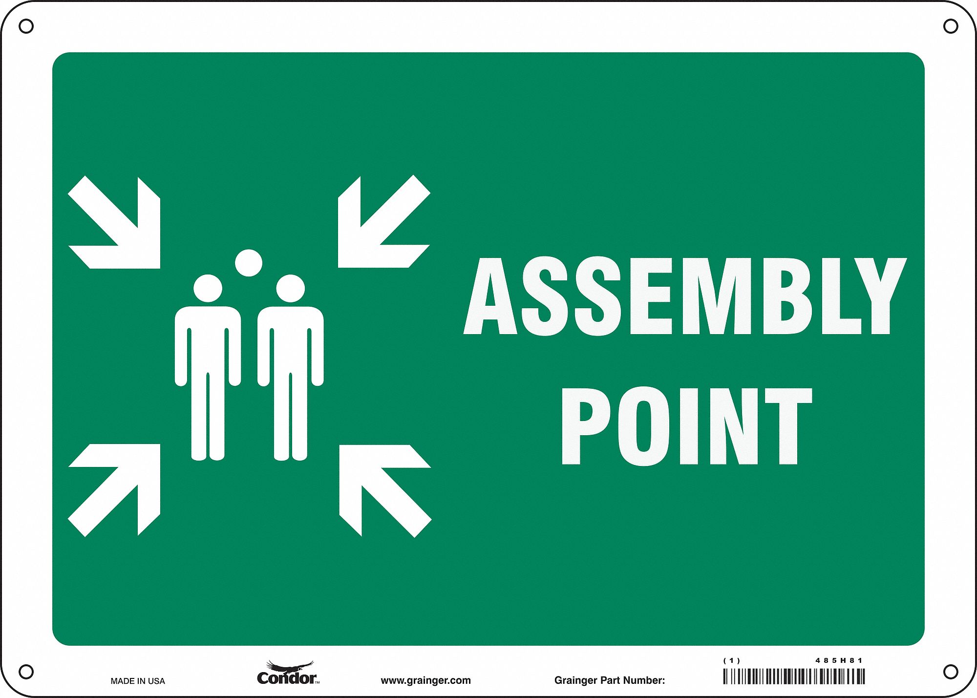 Safety Sign: Polyethylene, Mounting Holes Sign Mounting, 10 in x 14 in Nominal Sign Size, No Header