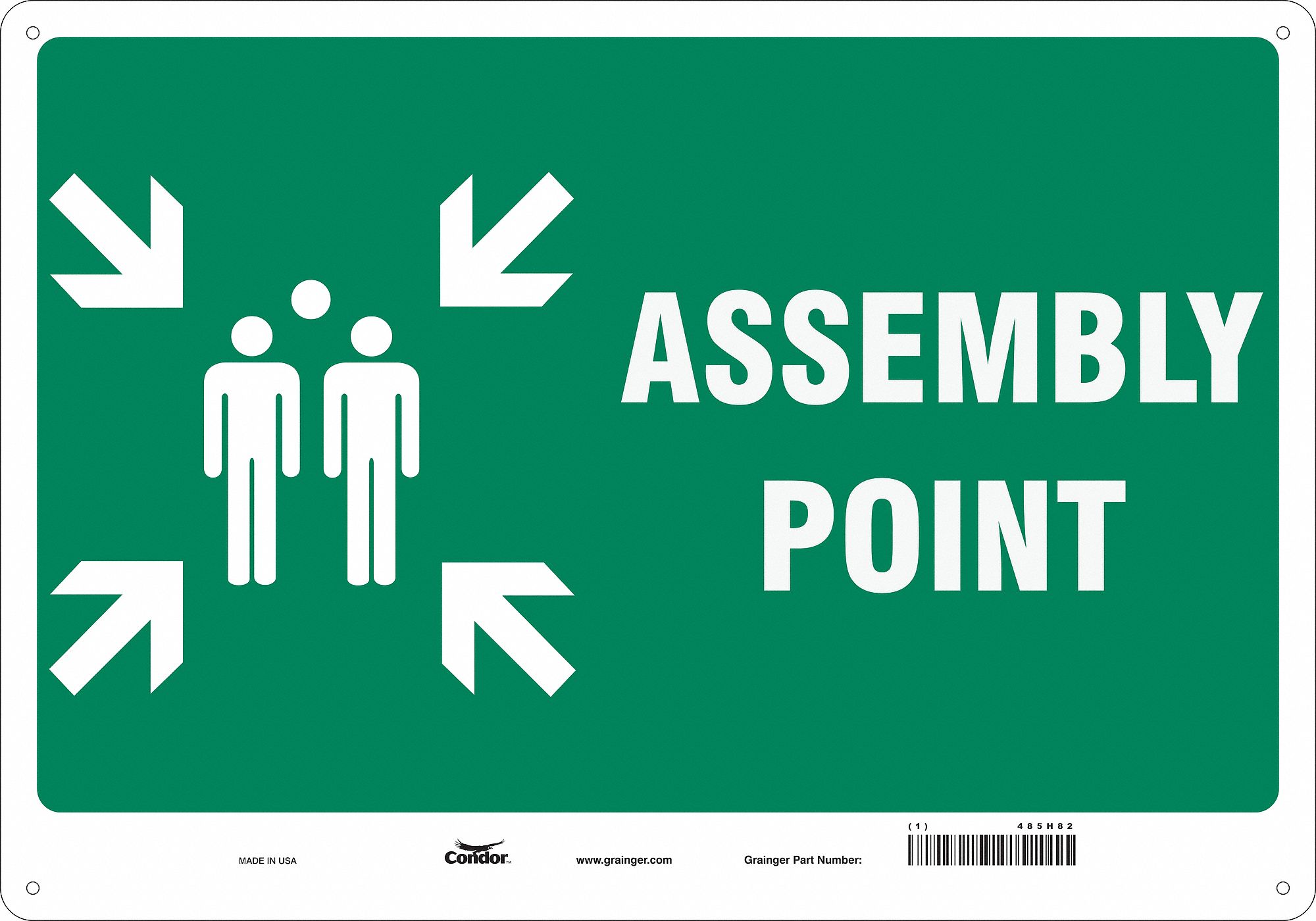Safety Sign: Polyethylene, Mounting Holes Sign Mounting, 14 in x 20 in Nominal Sign Size, No Header