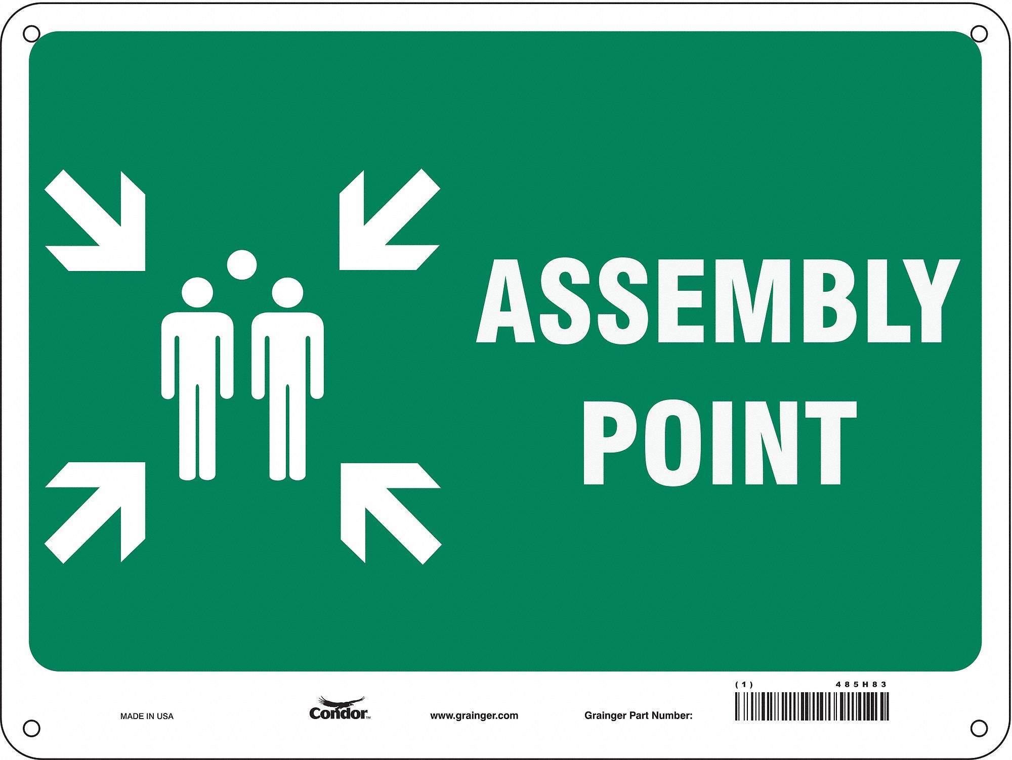Safety Sign: Polyethylene, Mounting Holes Sign Mounting, 18 in x 24 in Nominal Sign Size, No Header