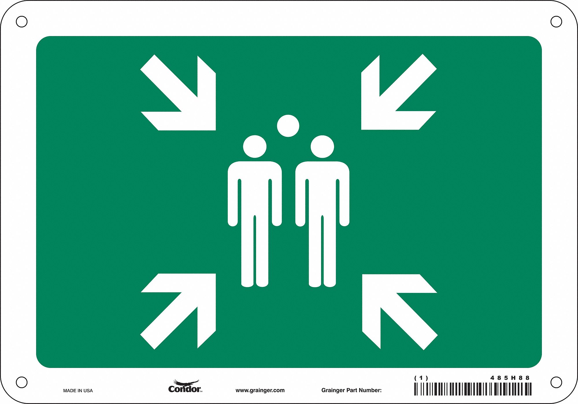 Safety Sign: Aluminum, Mounting Holes Sign Mounting, 7 in x 10 in Nominal Sign Size, 0.032 in Thick