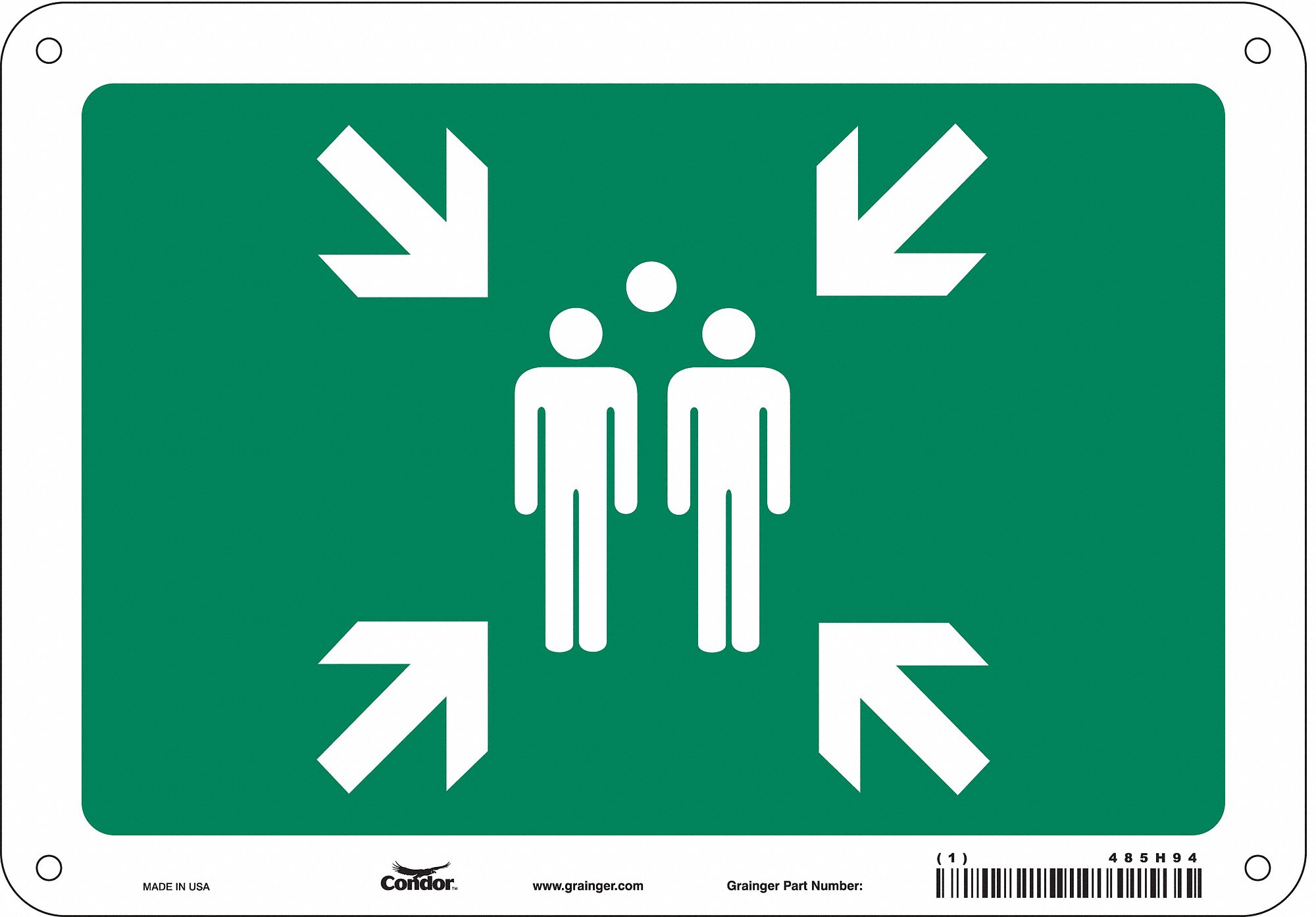 Safety Sign: Polyethylene, Mounting Holes Sign Mounting, 7 in x 10 in Nominal Sign Size