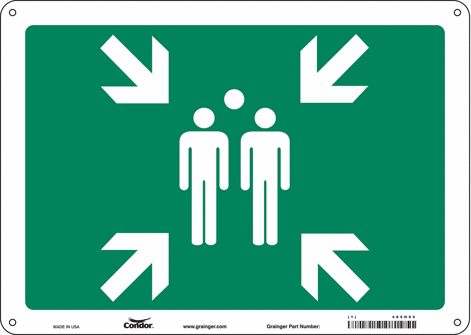 Safety Sign: Polyethylene, Mounting Holes Sign Mounting, 10 in x 14 in Nominal Sign Size, No Header