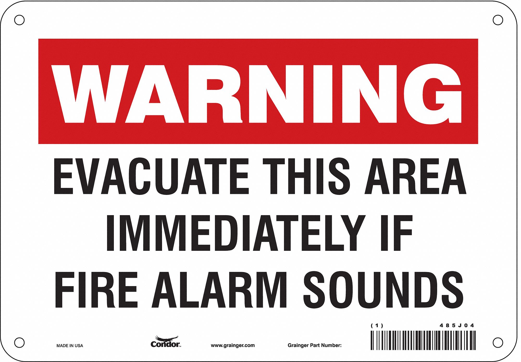 Safety Sign: Aluminum, Mounting Holes Sign Mounting, 7 in x 10 in Nominal Sign Size, 0.032 in Thick