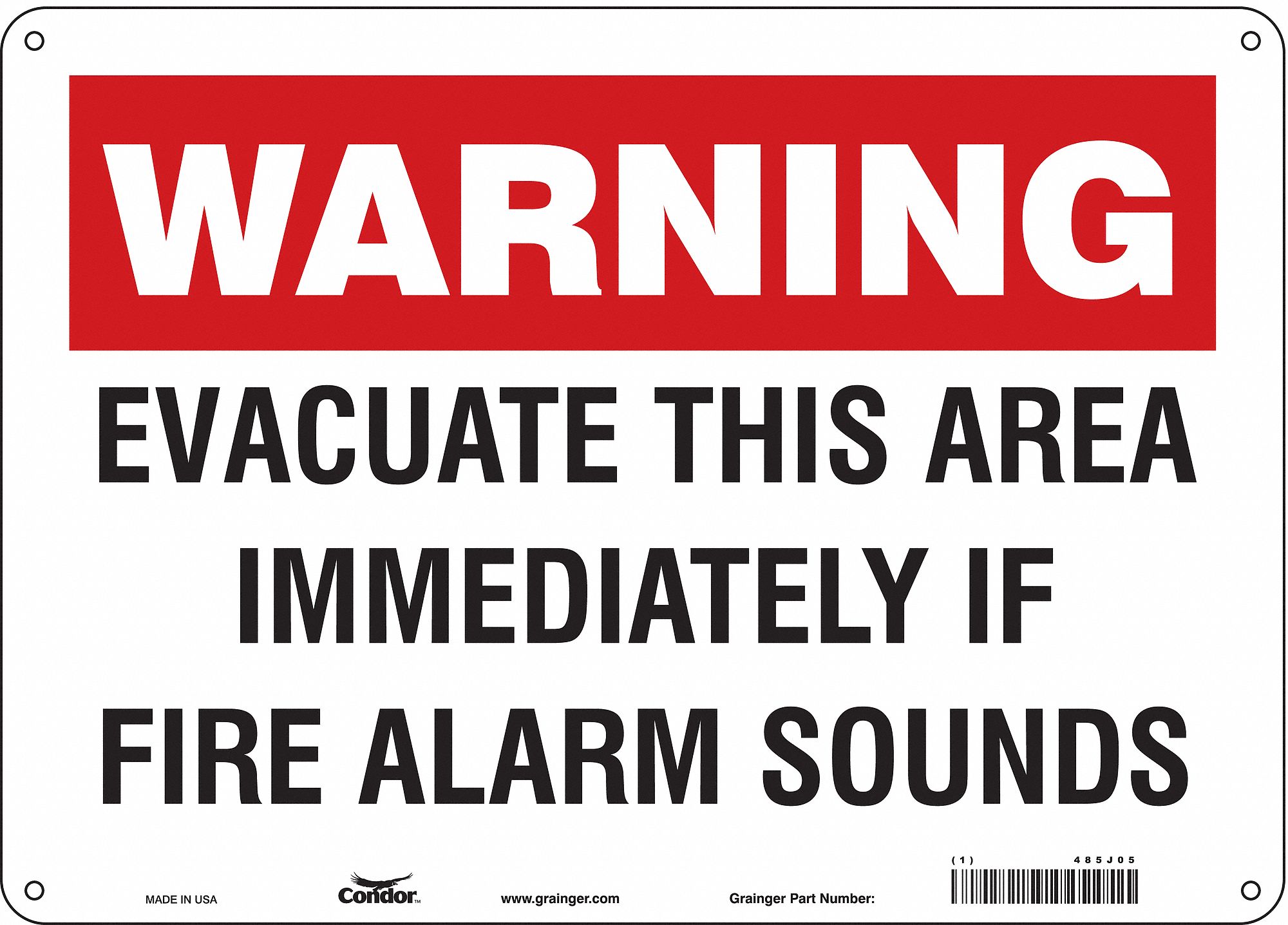 Safety Sign: Aluminum, Mounting Holes Sign Mounting, 10 in x 14 in Nominal Sign Size, 0.032 in Thick