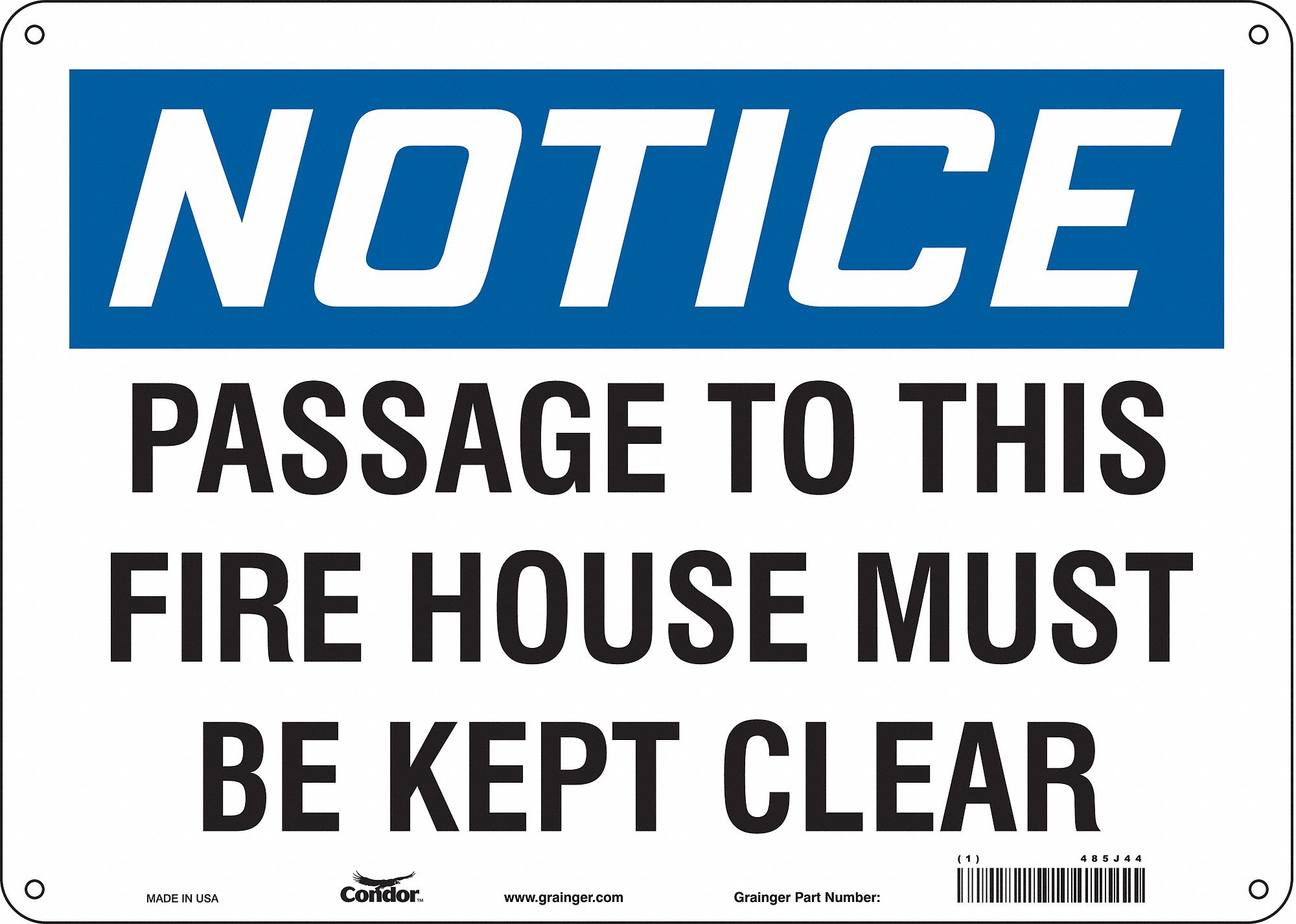 Safety Sign: Aluminum, Mounting Holes Sign Mounting, 10 in x 14 in Nominal Sign Size, 0.032 in Thick