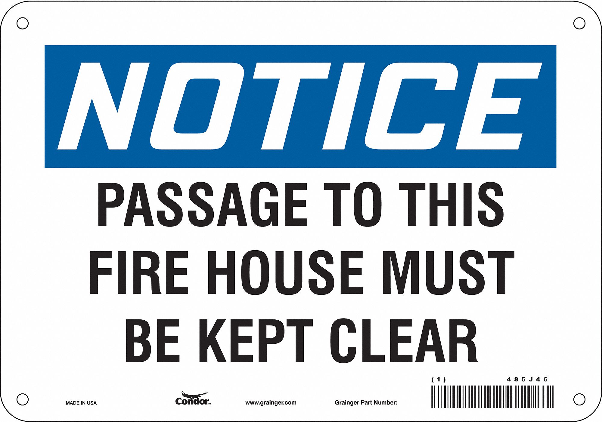 Safety Sign: Polyethylene, Mounting Holes Sign Mounting, 7 in x 10 in Nominal Sign Size