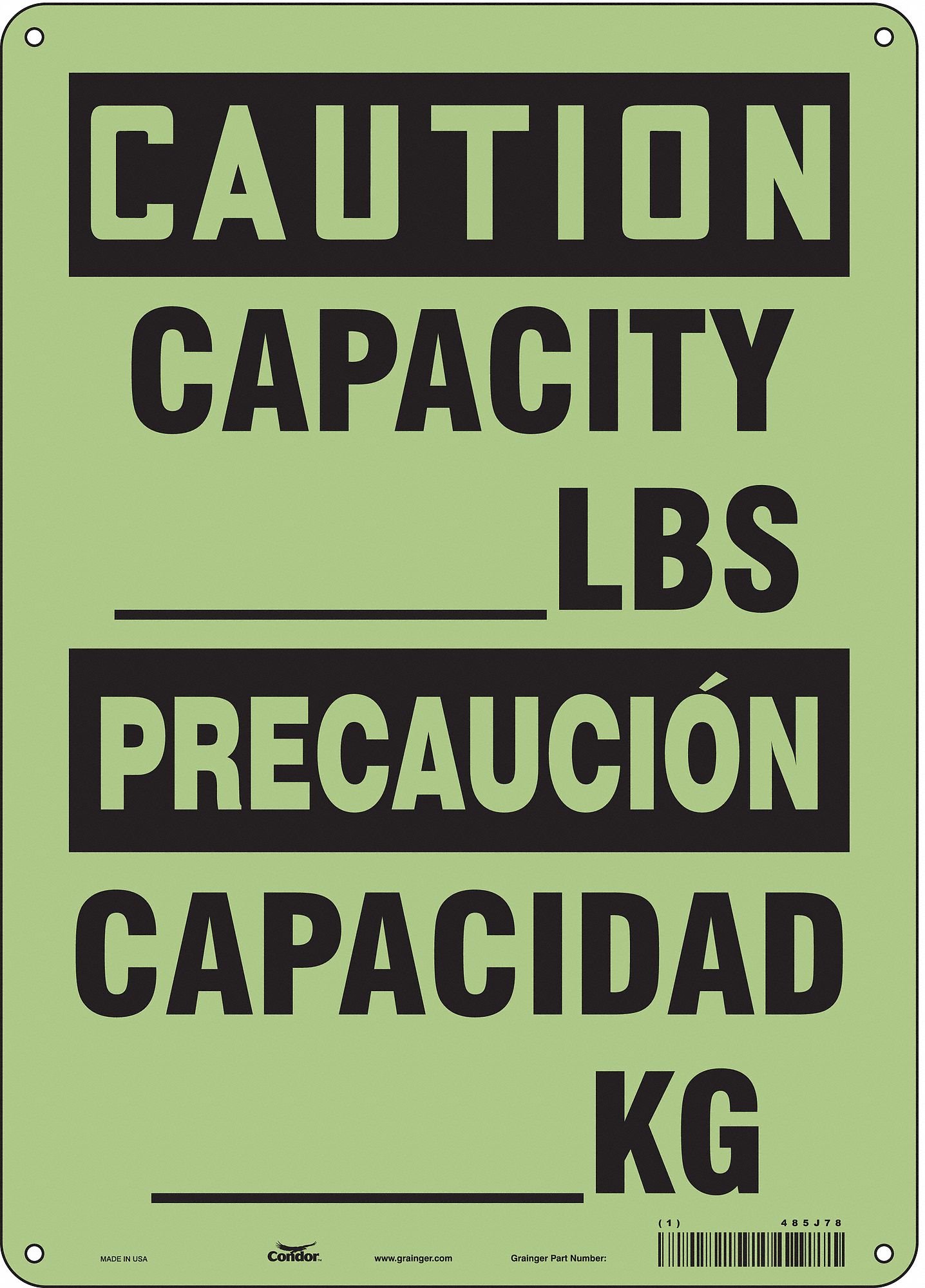 Safety Sign: Polyethylene, Mounting Holes Sign Mounting, 14 in x 10 in Nominal Sign Size, Caution
