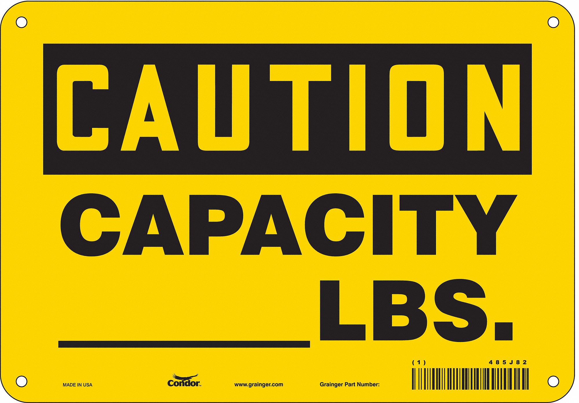Safety Sign: Polyethylene, Mounting Holes Sign Mounting, 7 in x 10 in Nominal Sign Size, Caution