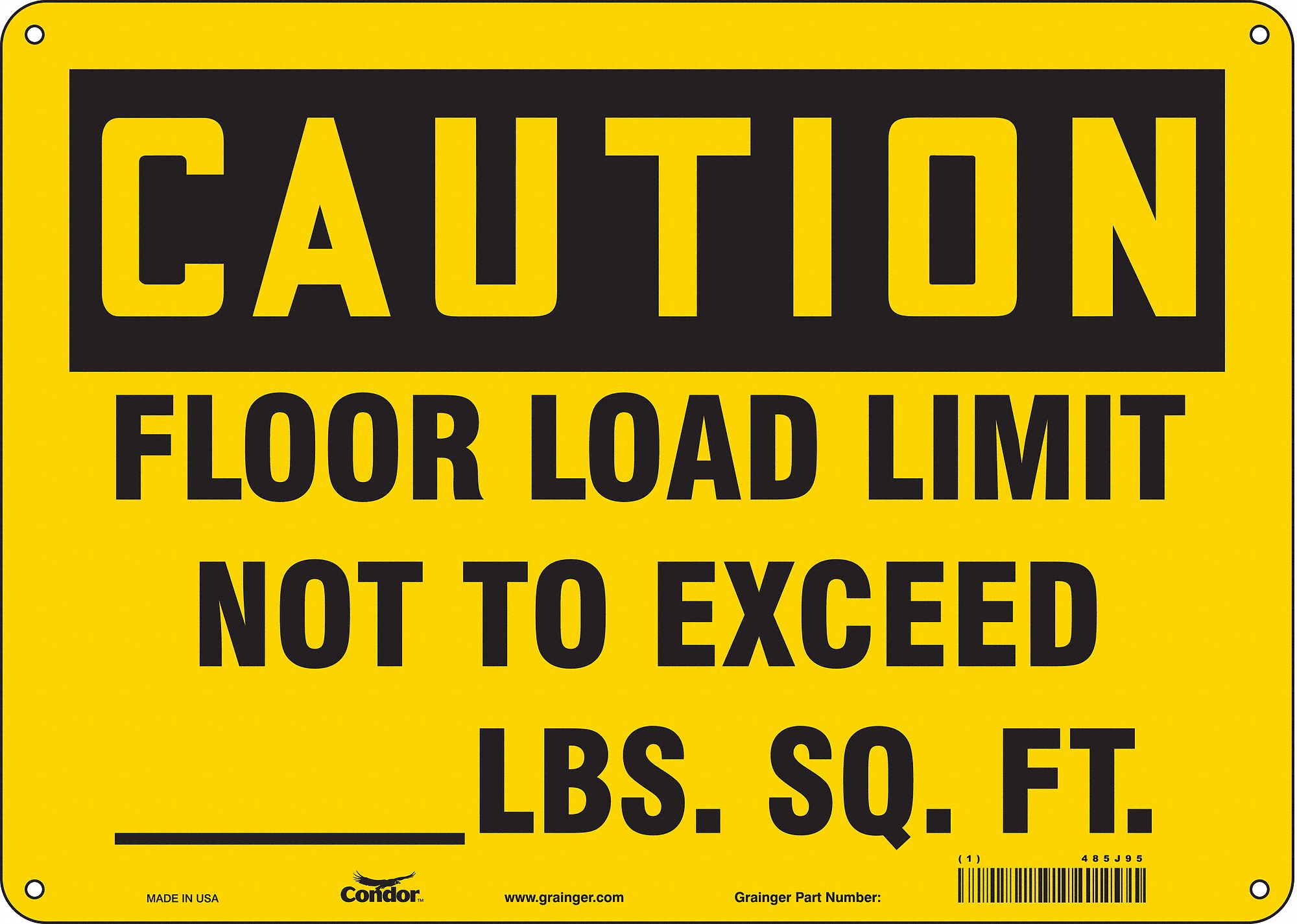 Safety Sign: Polyethylene, Mounting Holes Sign Mounting, 10 in x 14 in Nominal Sign Size, Caution