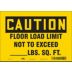 Caution: Floor Load Limit Not To Exceed ___ Lbs. Sq. Ft. Signs
