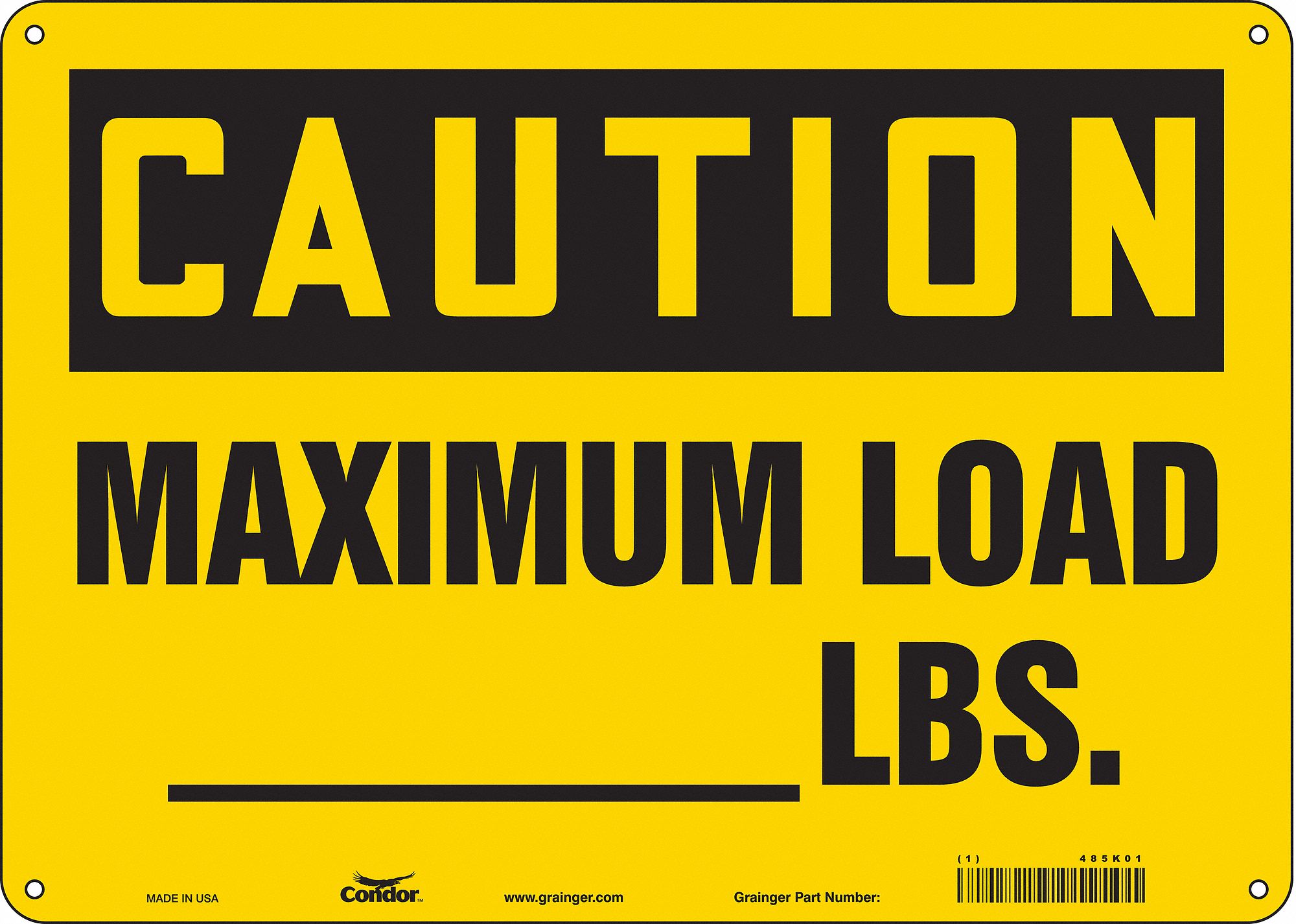 Safety Sign: Aluminum, Mounting Holes Sign Mounting, 10 in x 14 in Nominal Sign Size, 0.032 in Thick