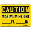 Caution: Maximum Height ___ Ft. ___ In. Signs image