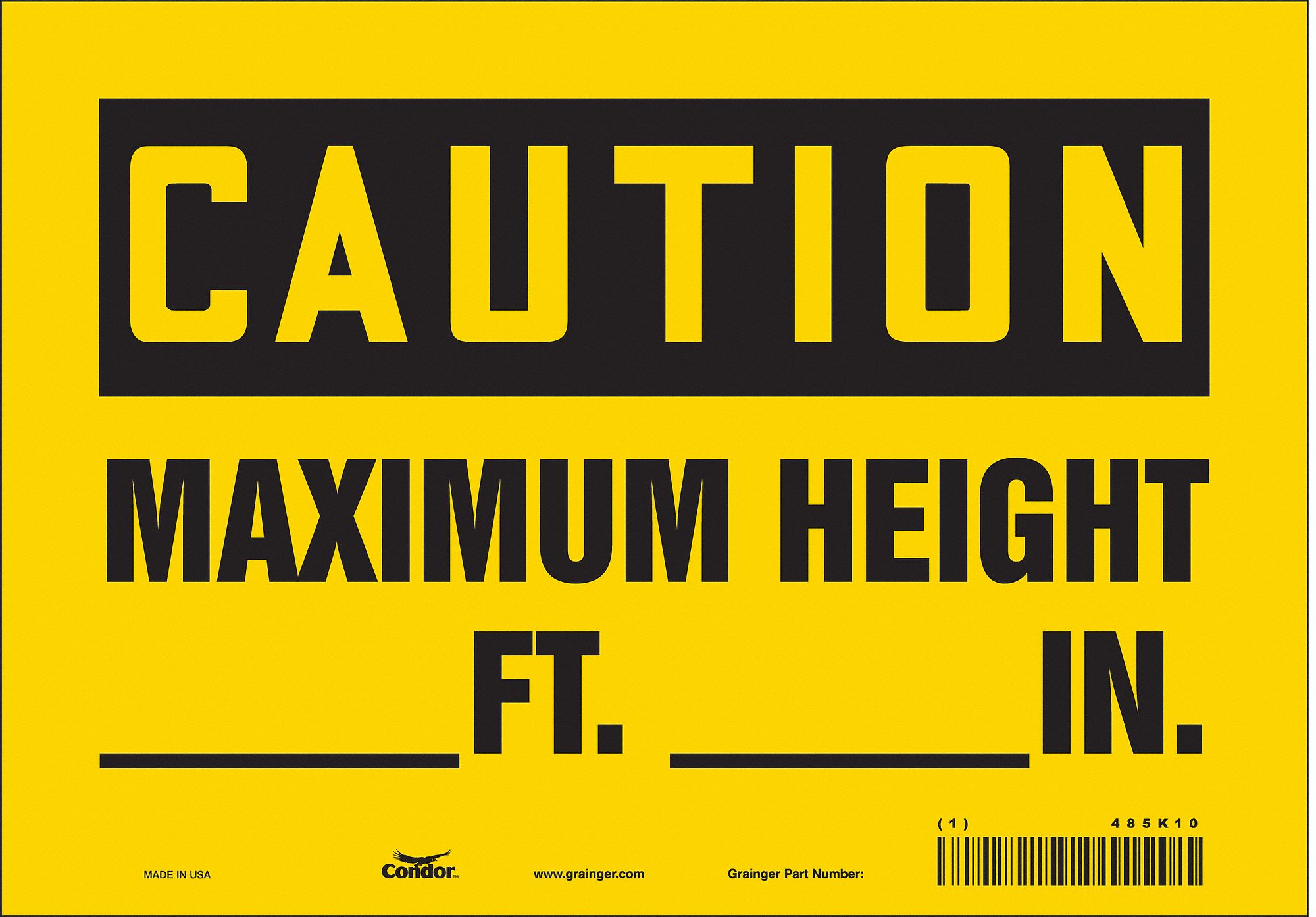 Safety Sign: Vinyl, Adhesive Sign Mounting, 7 in x 10 in Nominal Sign Size, Not Retroreflective