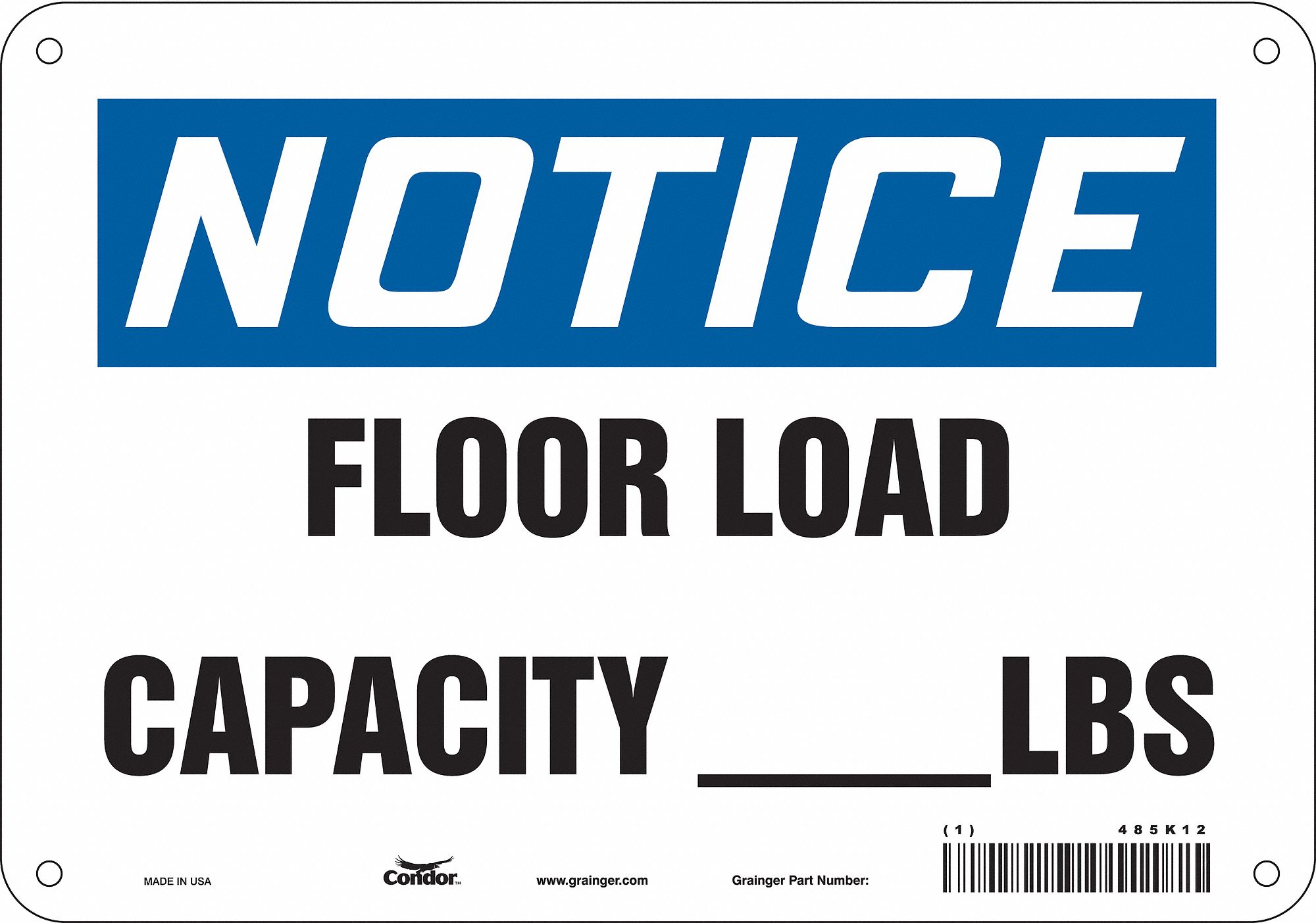 Safety Sign: Aluminum, Mounting Holes Sign Mounting, 7 in x 10 in Nominal Sign Size, 0.032 in Thick
