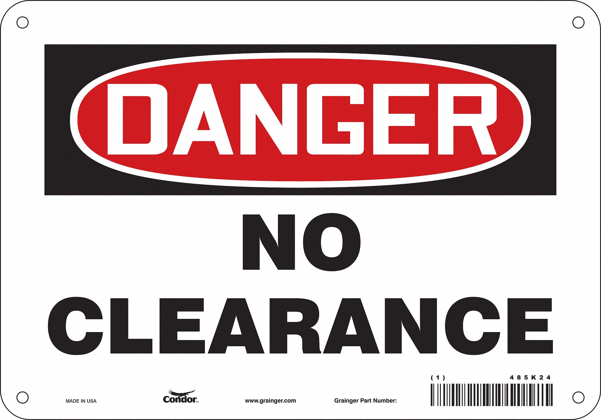 Safety Sign: Aluminum, Mounting Holes Sign Mounting, 7 in x 10 in Nominal Sign Size, 0.032 in Thick