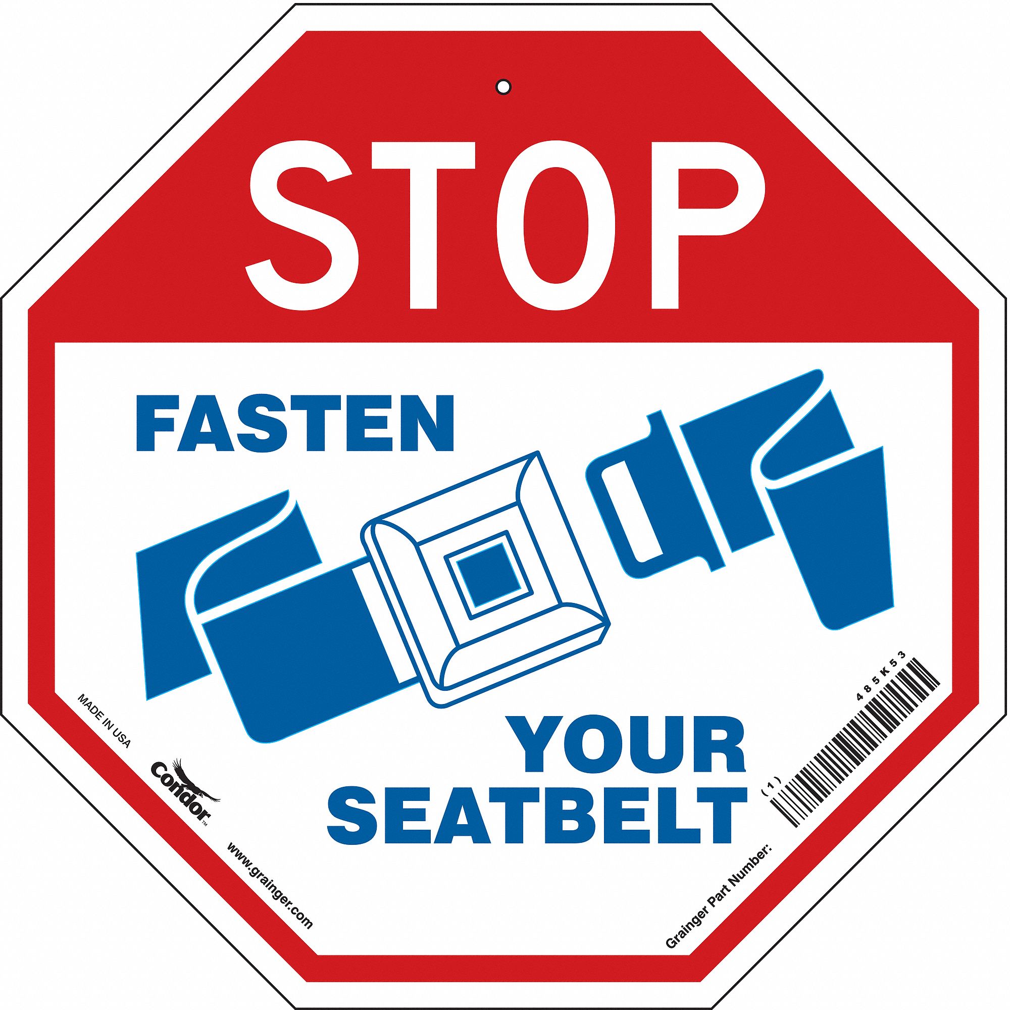 Safety Sign: Aluminum, Mounting Holes Sign Mounting, 18 in x 18 in Nominal Sign Size, 0.032 in Thick