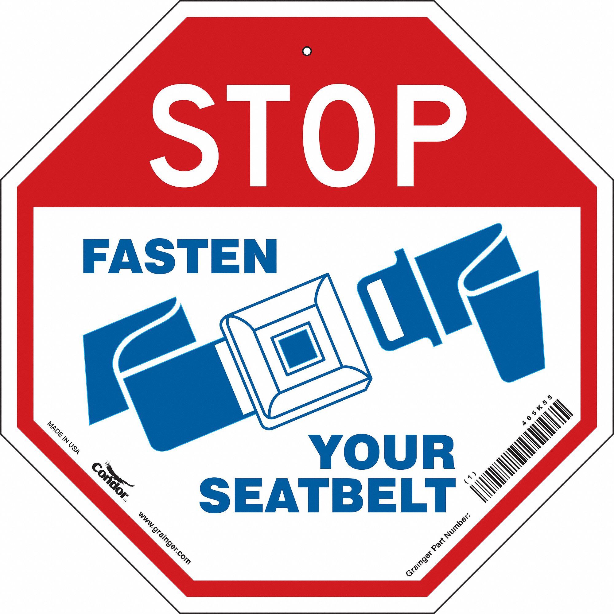 Safety Sign: Polyethylene, Mounting Holes Sign Mounting, 18 in x 18 in Nominal Sign Size