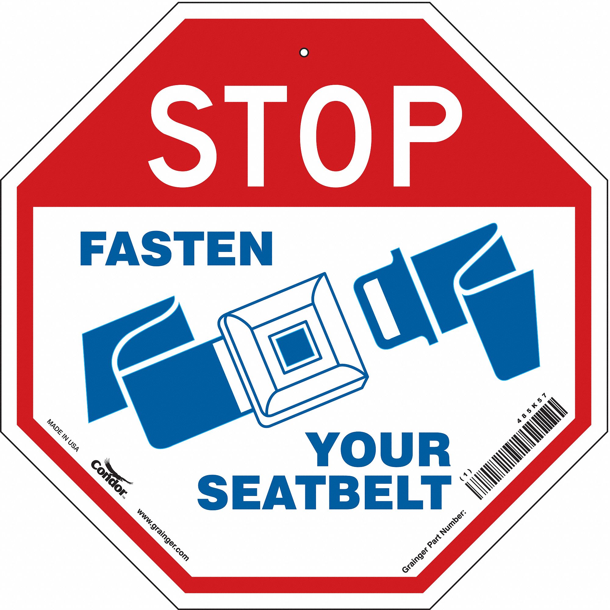 Safety Sign: Vinyl, Adhesive Sign Mounting, 18 in x 18 in Nominal Sign Size, Not Retroreflective