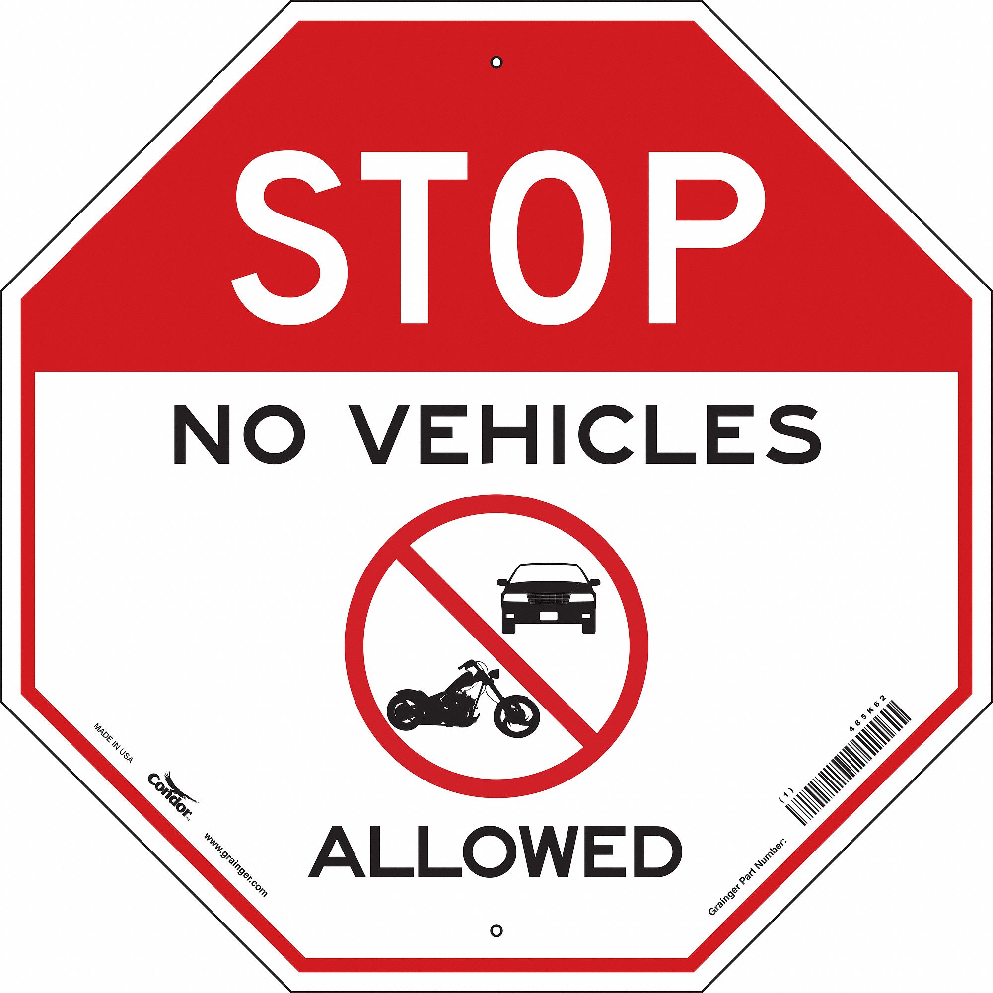 Safety Sign: Polyethylene, Mounting Holes Sign Mounting, 24 in x 24 in Nominal Sign Size