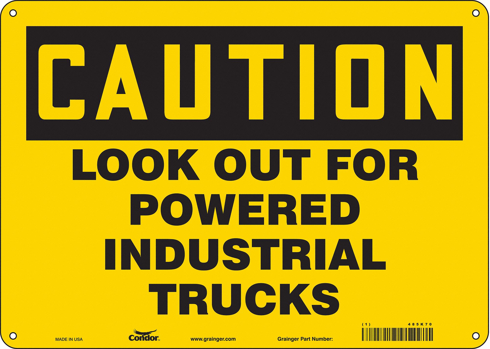 Safety Sign: Aluminum, Mounting Holes Sign Mounting, 10 in x 14 in Nominal Sign Size, 0.032 in Thick