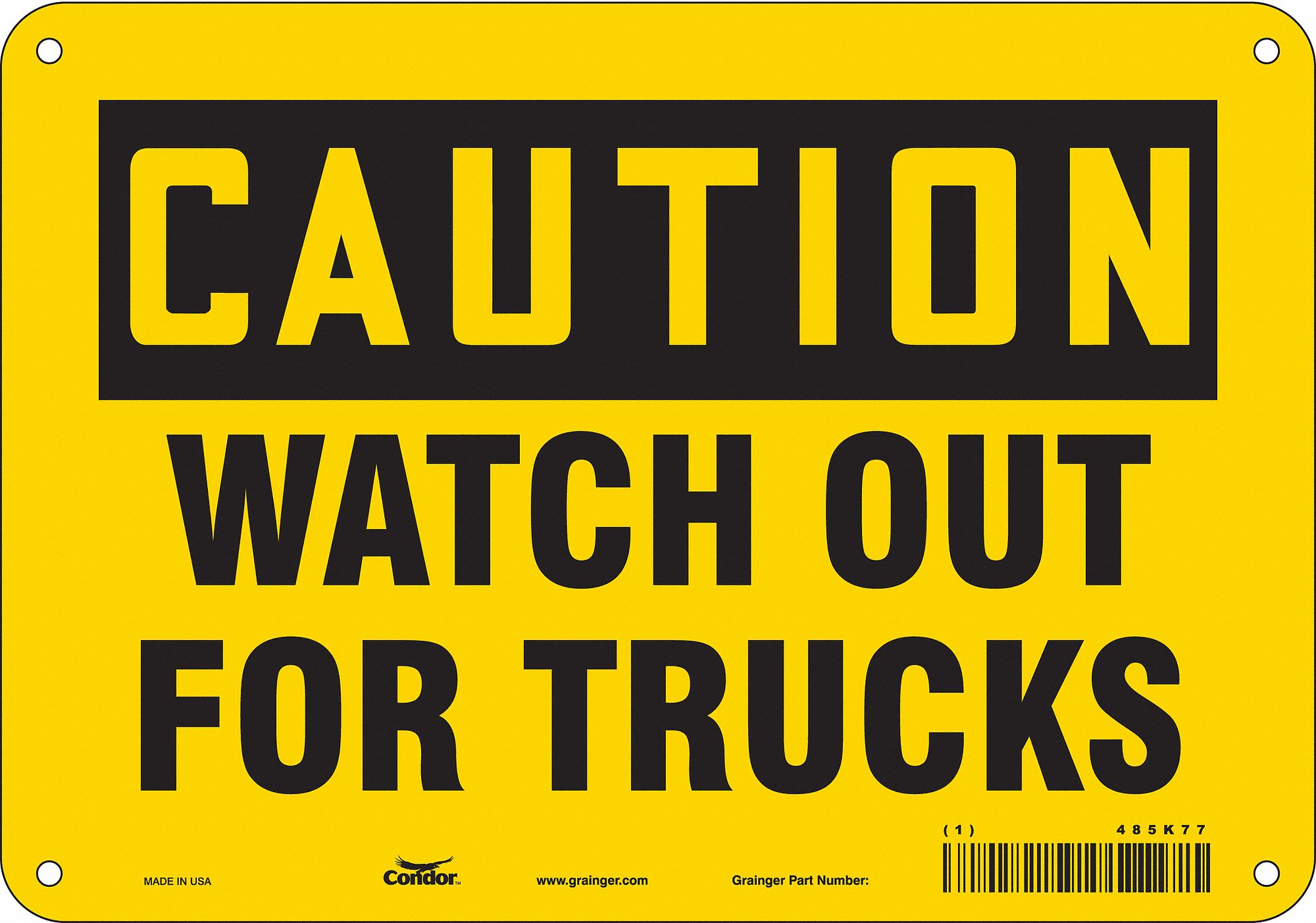 Safety Sign: Aluminum, Mounting Holes Sign Mounting, 7 in x 10 in Nominal Sign Size, 0.032 in Thick