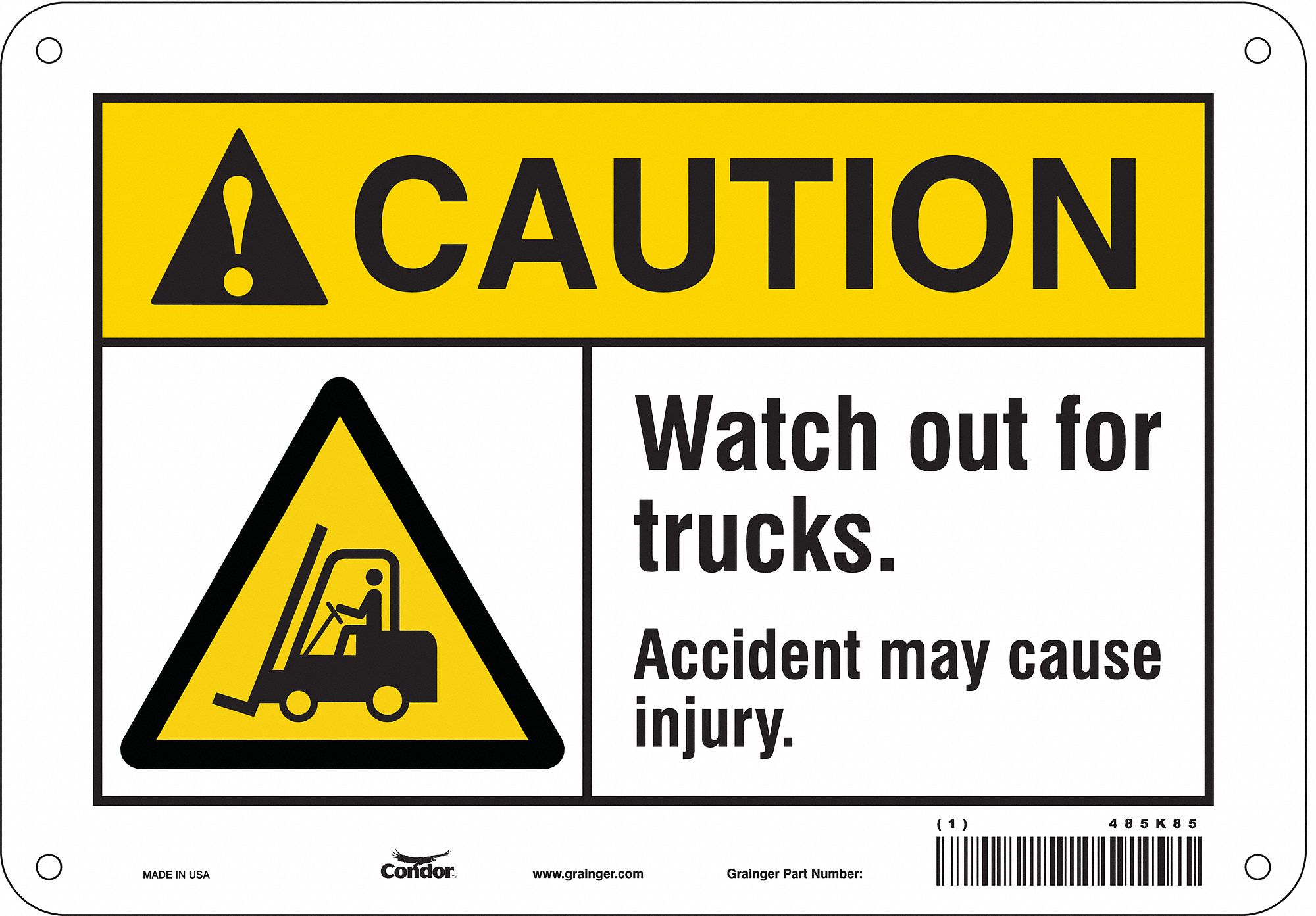 Safety Sign: Aluminum, Mounting Holes Sign Mounting, 7 in x 10 in Nominal Sign Size, 0.032 in Thick