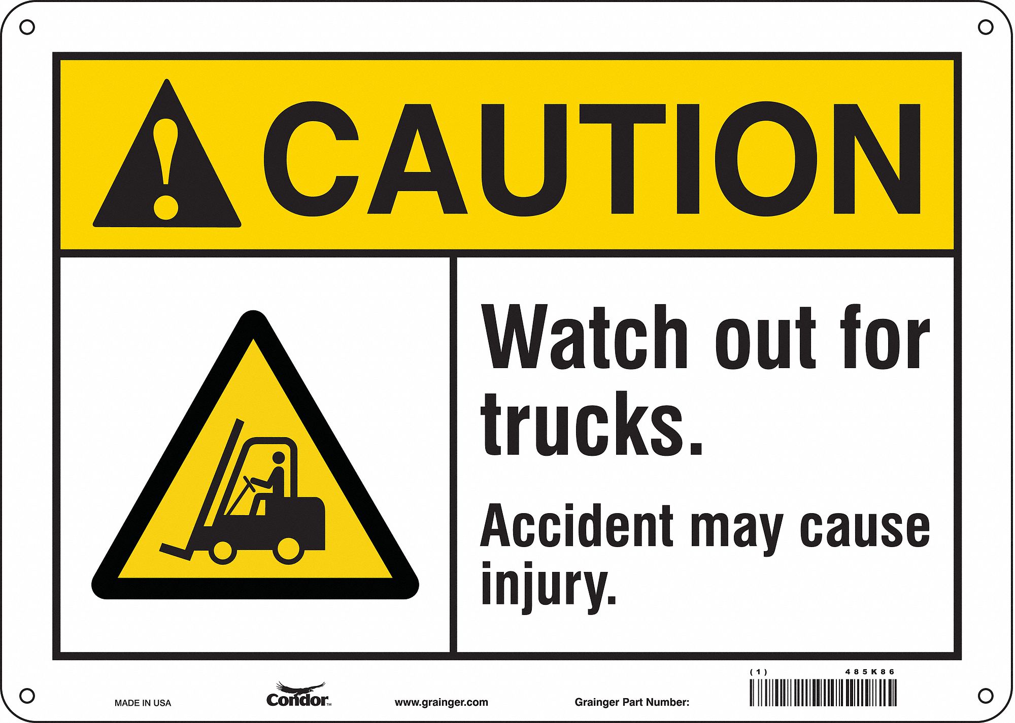 Safety Sign: Aluminum, Mounting Holes Sign Mounting, 10 in x 14 in Nominal Sign Size, 0.032 in Thick