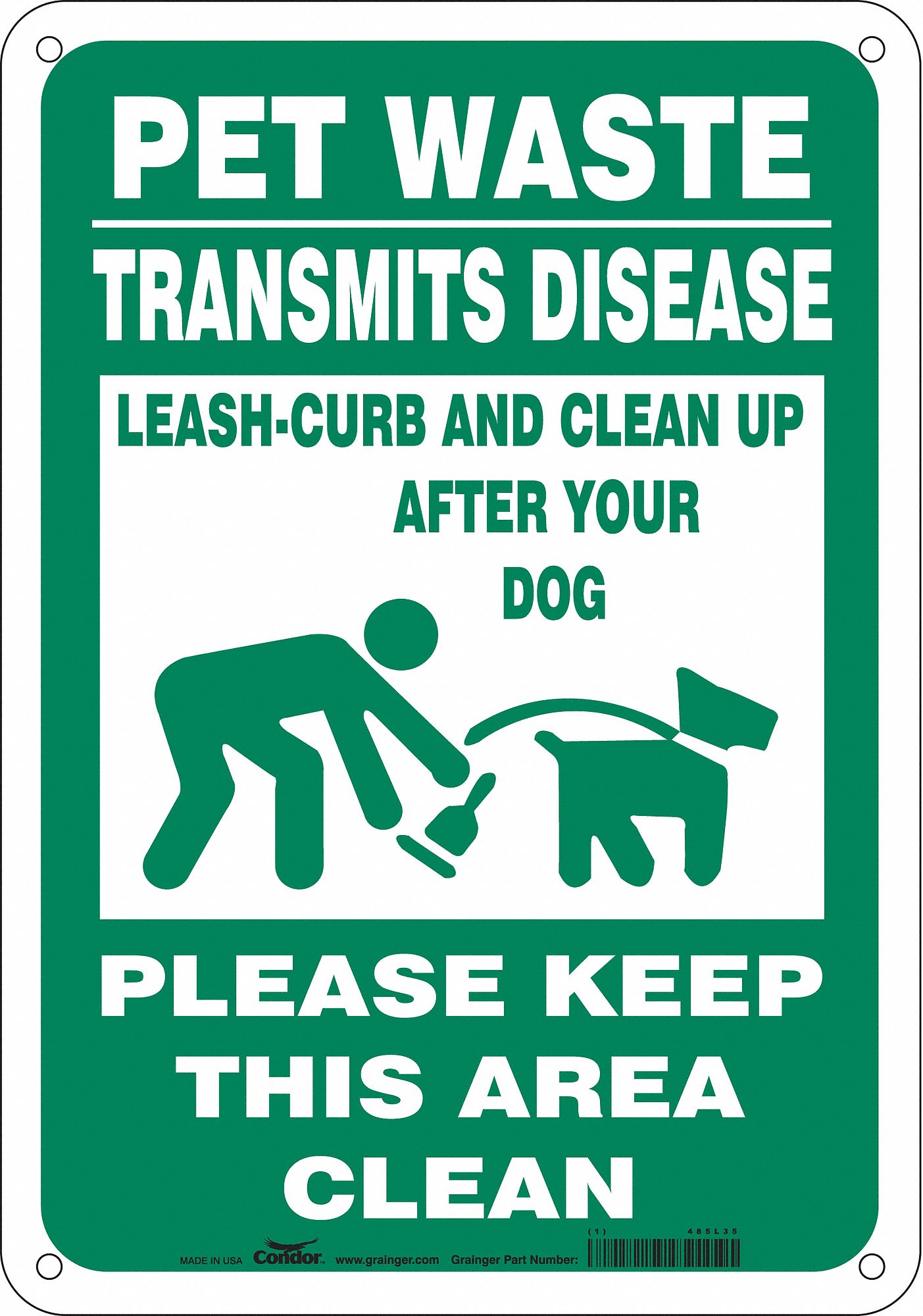 Safety Sign: Polyethylene, Mounting Holes Sign Mounting, 10 in x 7 in Nominal Sign Size, No Header
