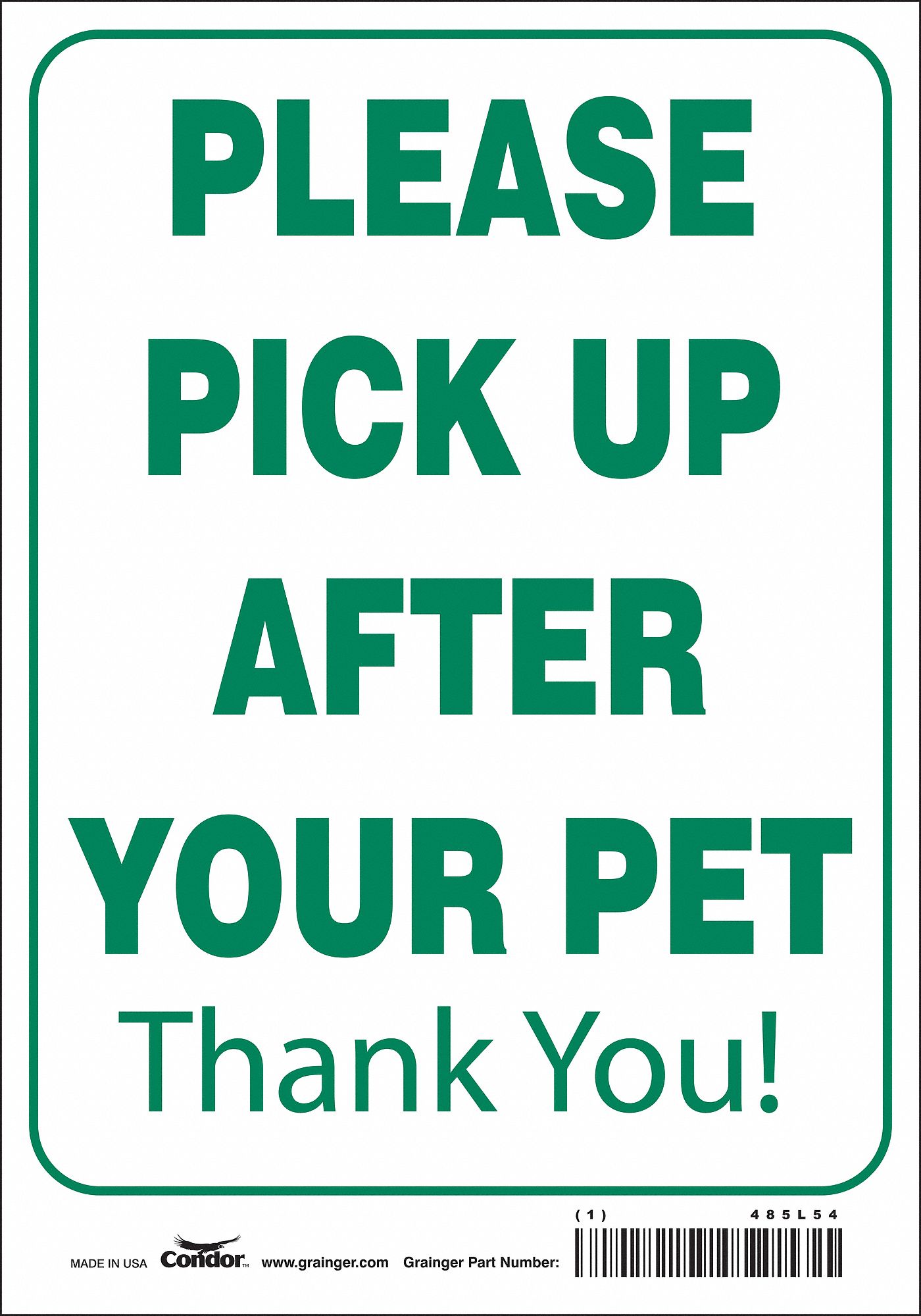 Safety Sign: Polyethylene, Mounting Holes Sign Mounting, 10 in x 7 in Nominal Sign Size, No Header
